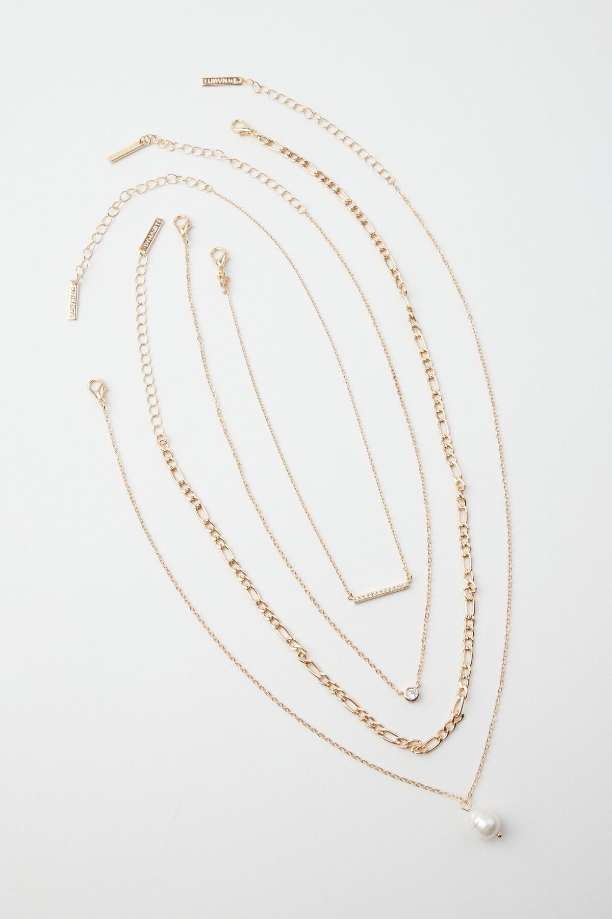 Dynamite Layered Gem & Pearl Chain Necklace. 2