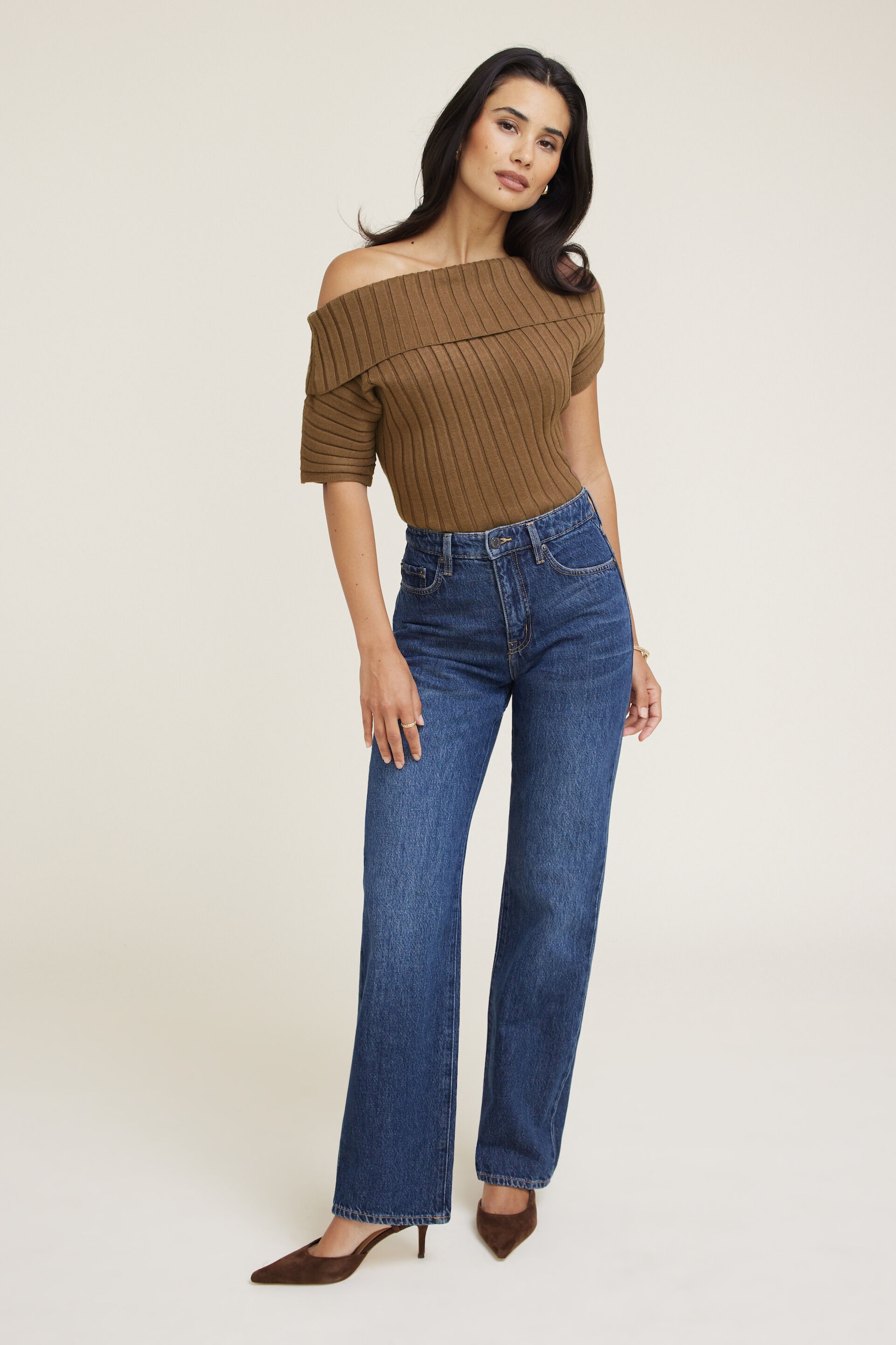 Ribbed Off Shoulder Sweater