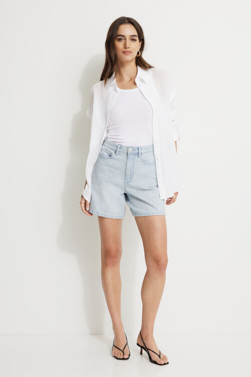 Charlie High Rise A Line Denim Shorts