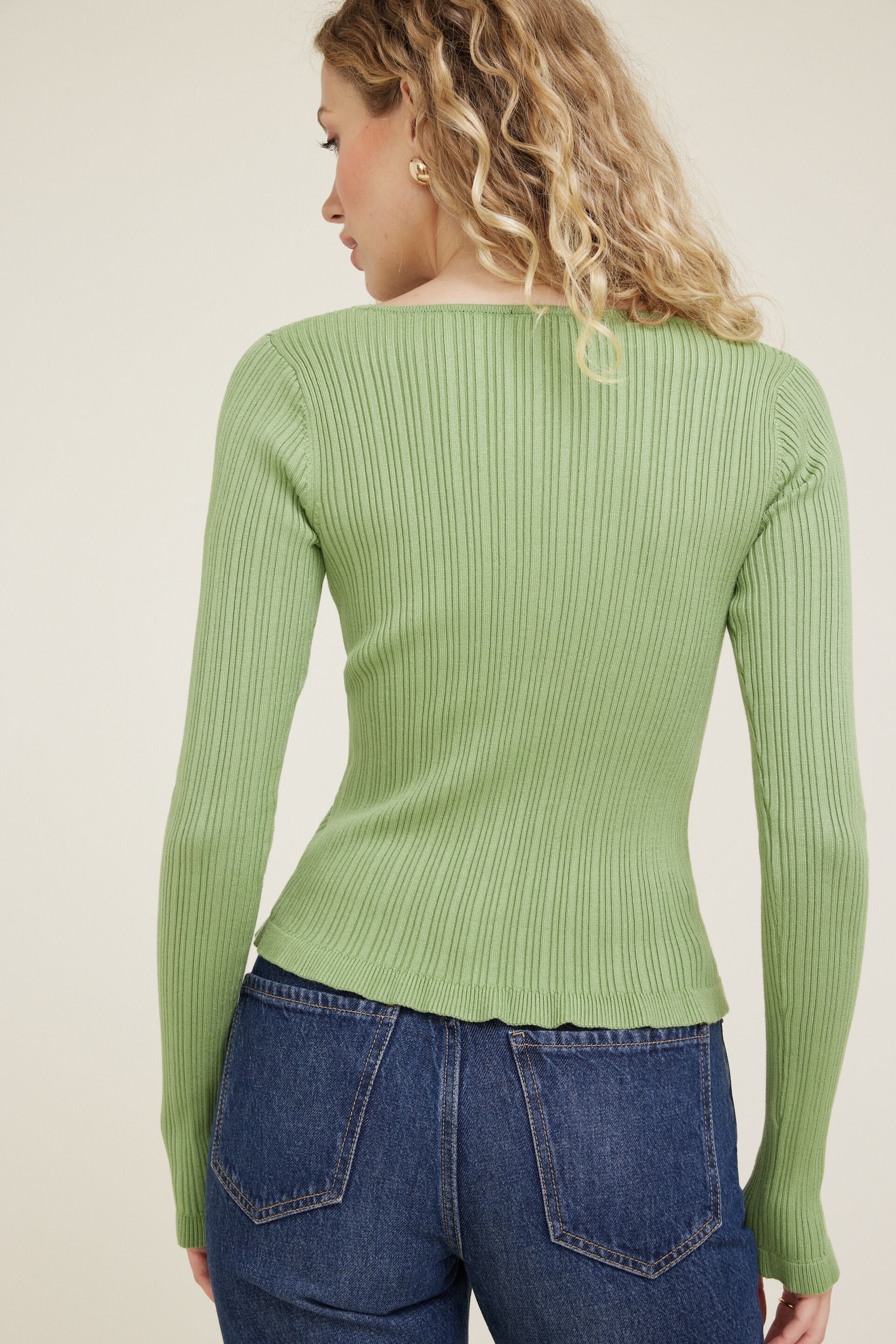 Sally Ribbed Frill Cardigan