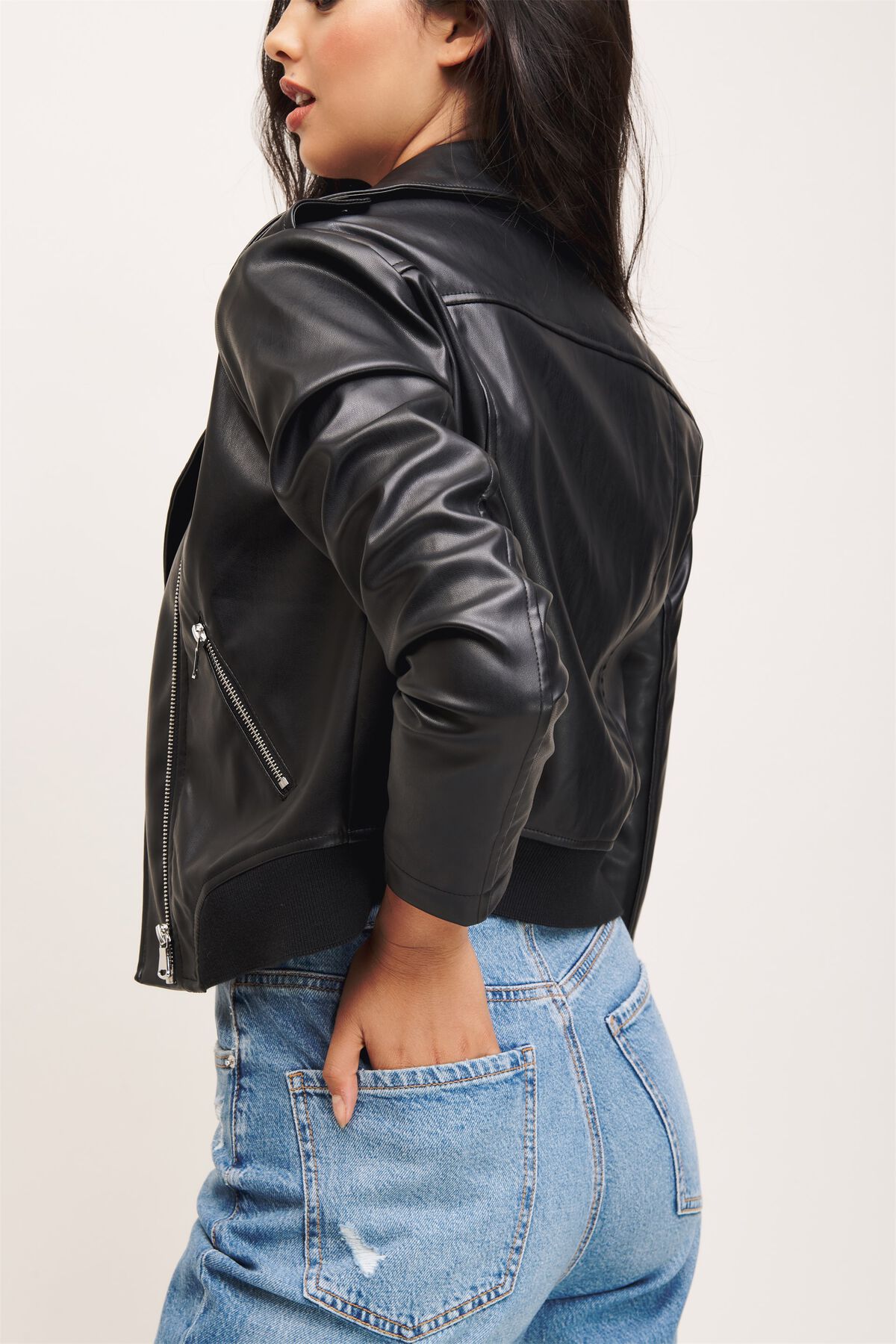 Faux Leather Bomber Jacket Dynamite