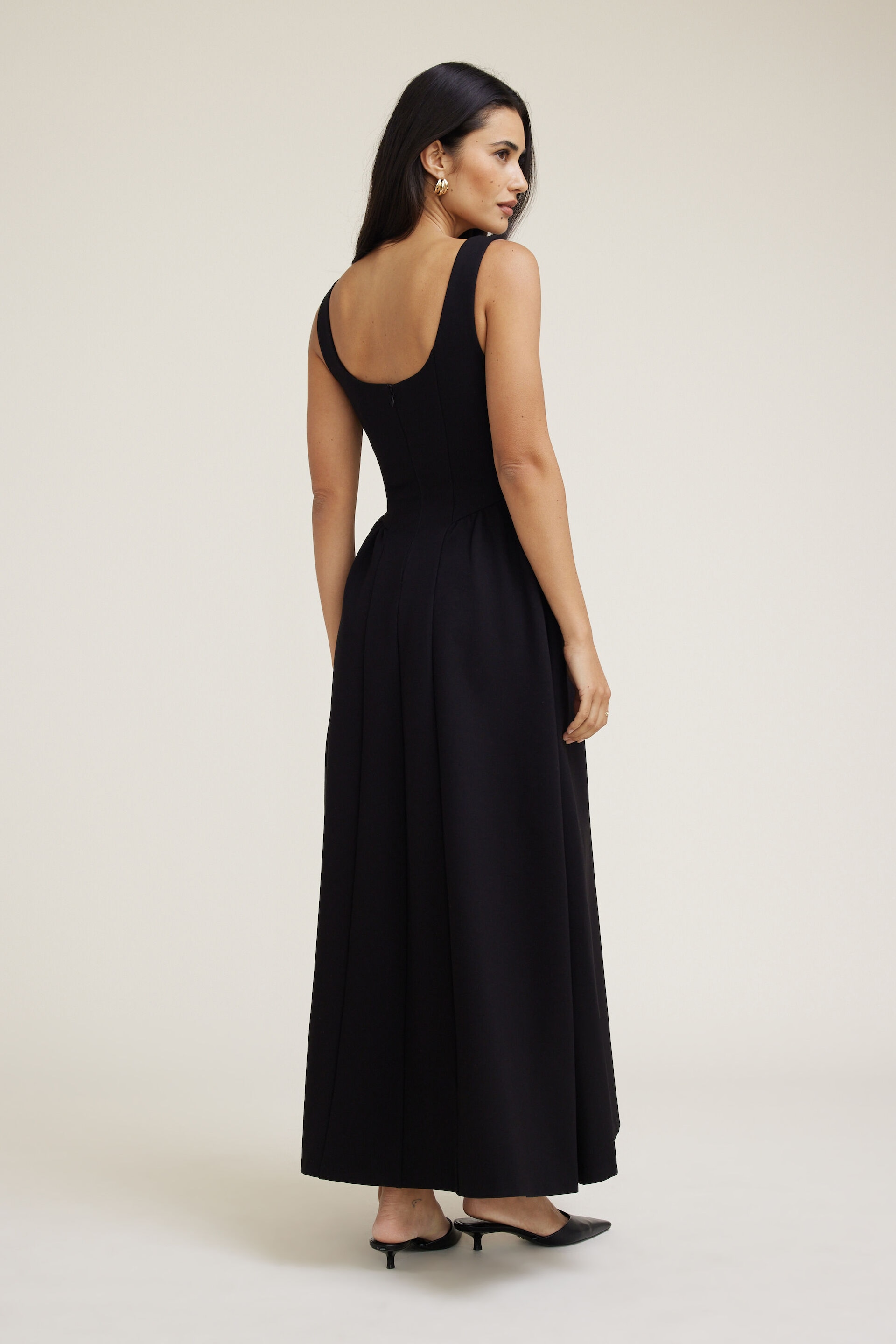 Scoop Flared Ponte Maxi Dress