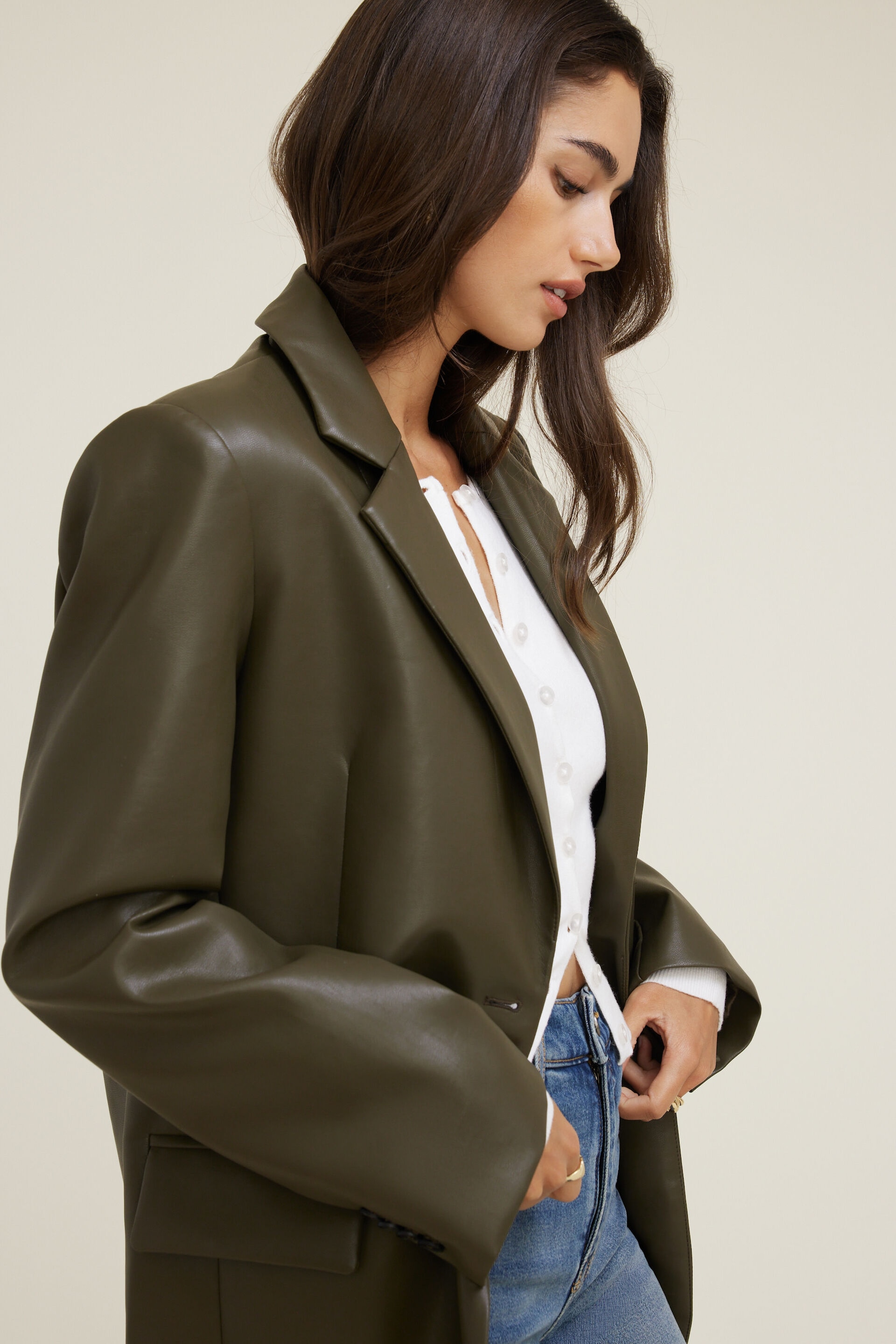 Oversized Faux Leather Blazer