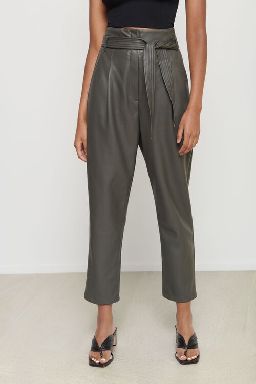 Alternative view # 3 of Dynamite  Belted Faux Leather Pants in Army Green