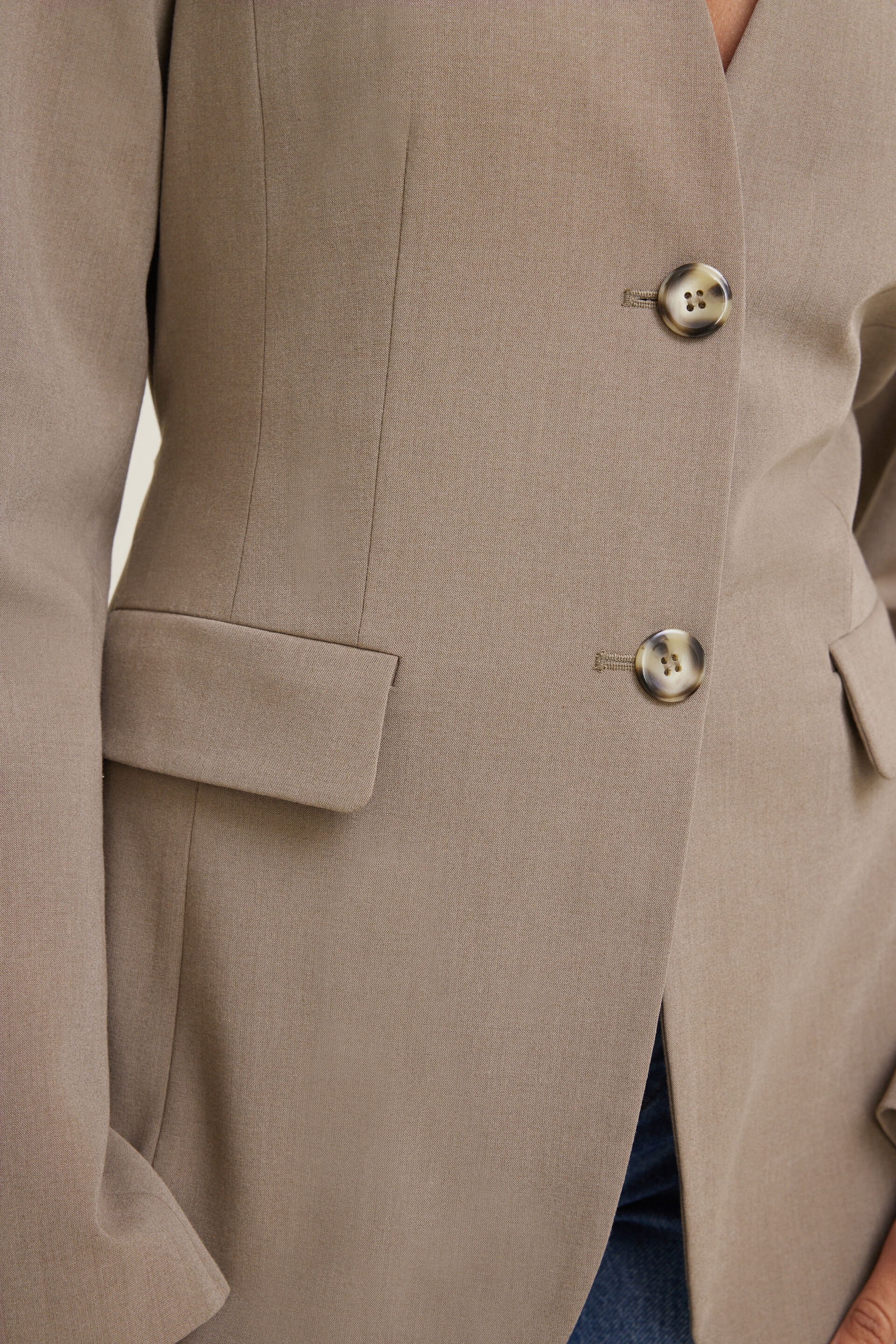 Cinched Collarless Blazer