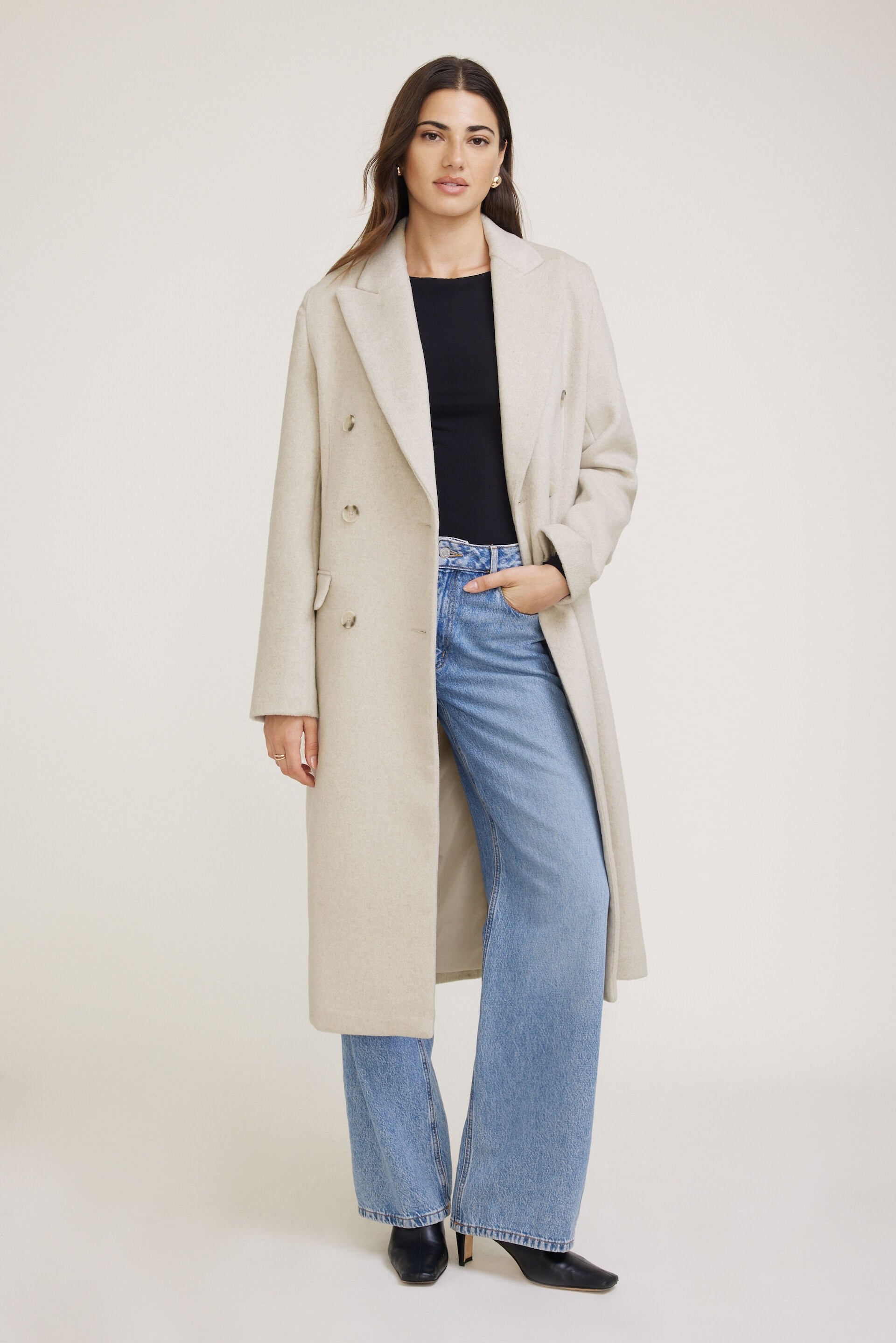 Manteau surdimensionné en laine à double boutonnage