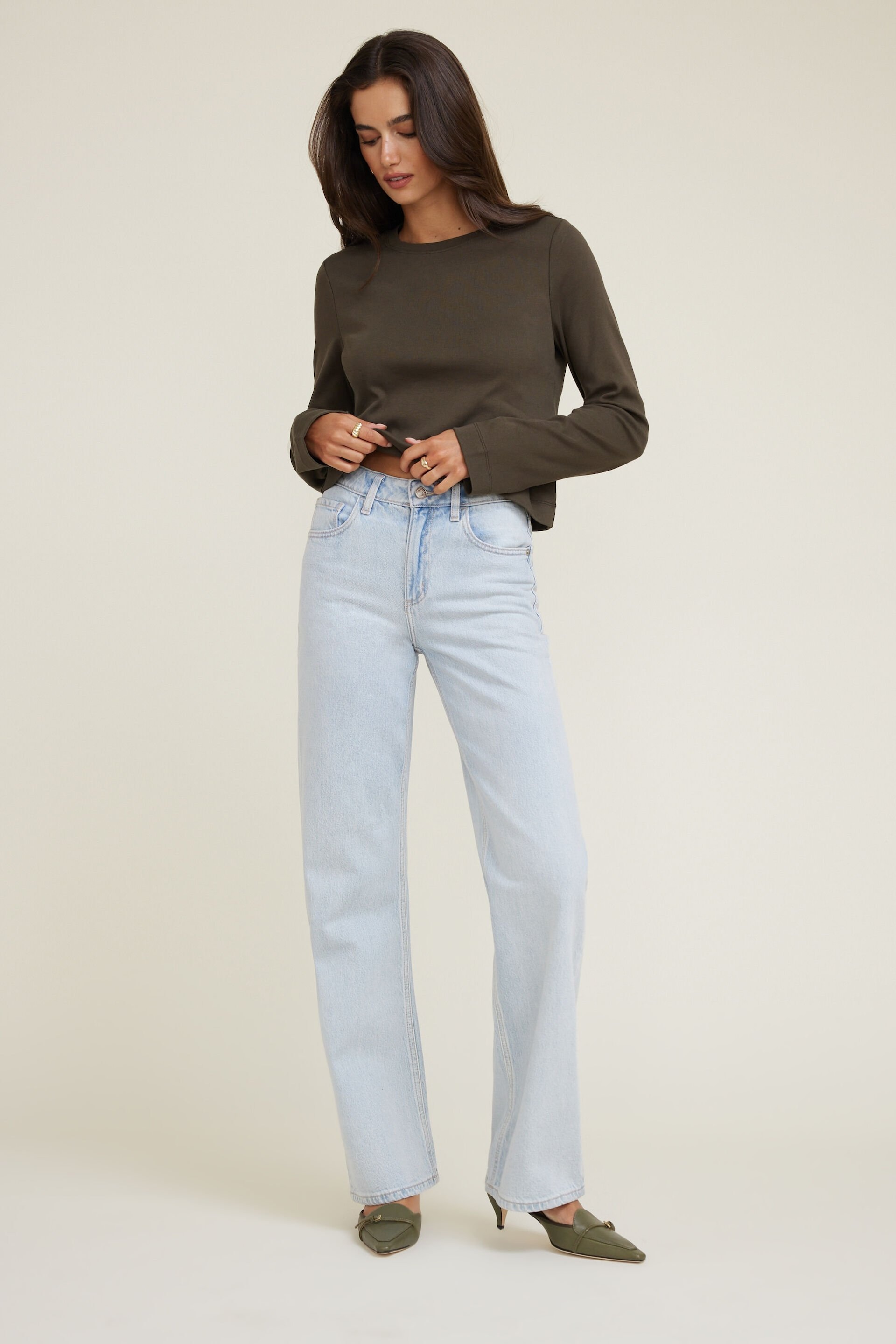 Boxy Cotton Long Sleeve T Shirt