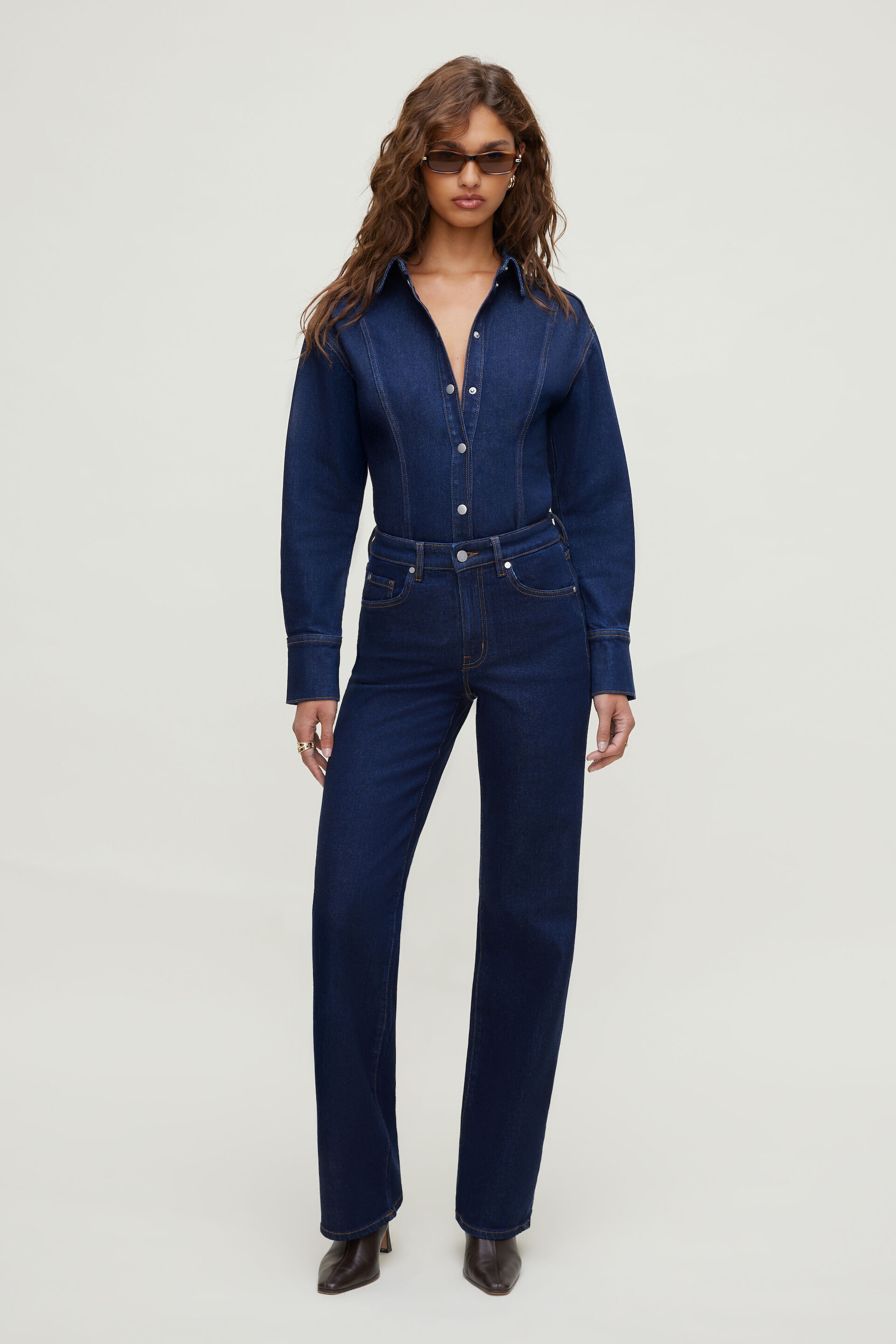 Cinched Stretch Denim Shirt