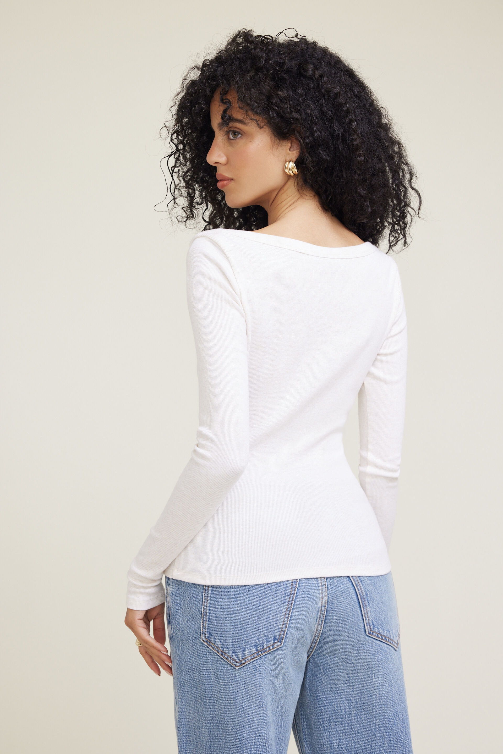 T-shirt côtelé Nola à manches longues