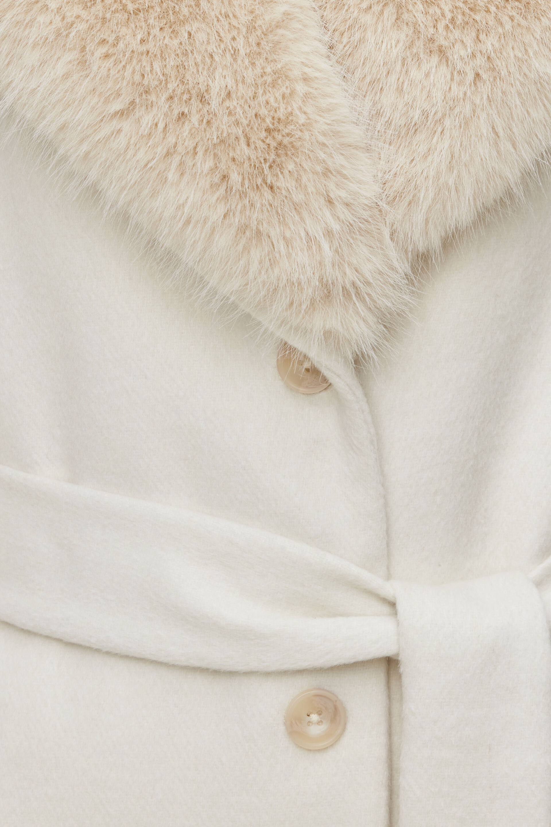 Faux Fur Trim Wool Coat