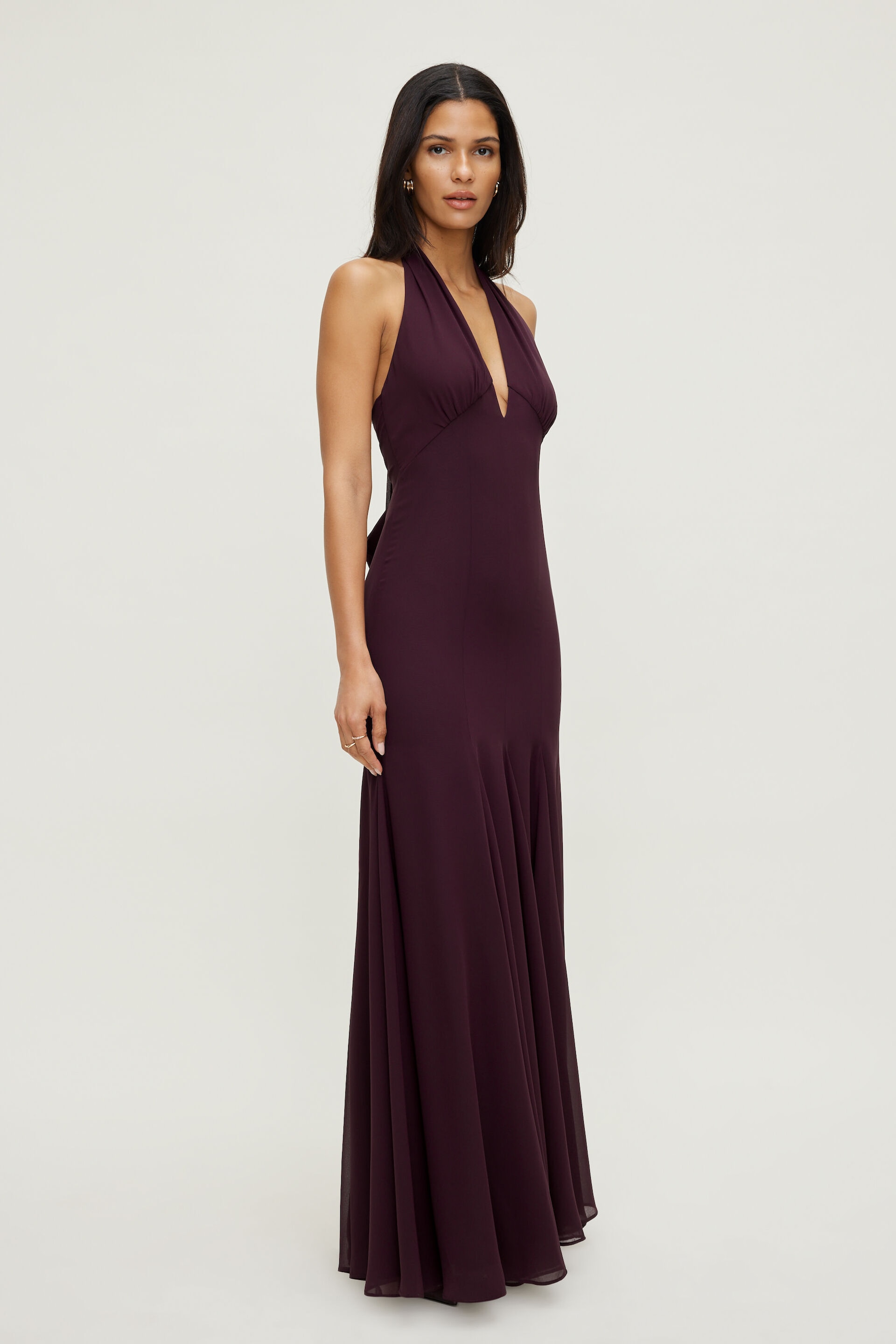 Plunging Flared Maxi Dress