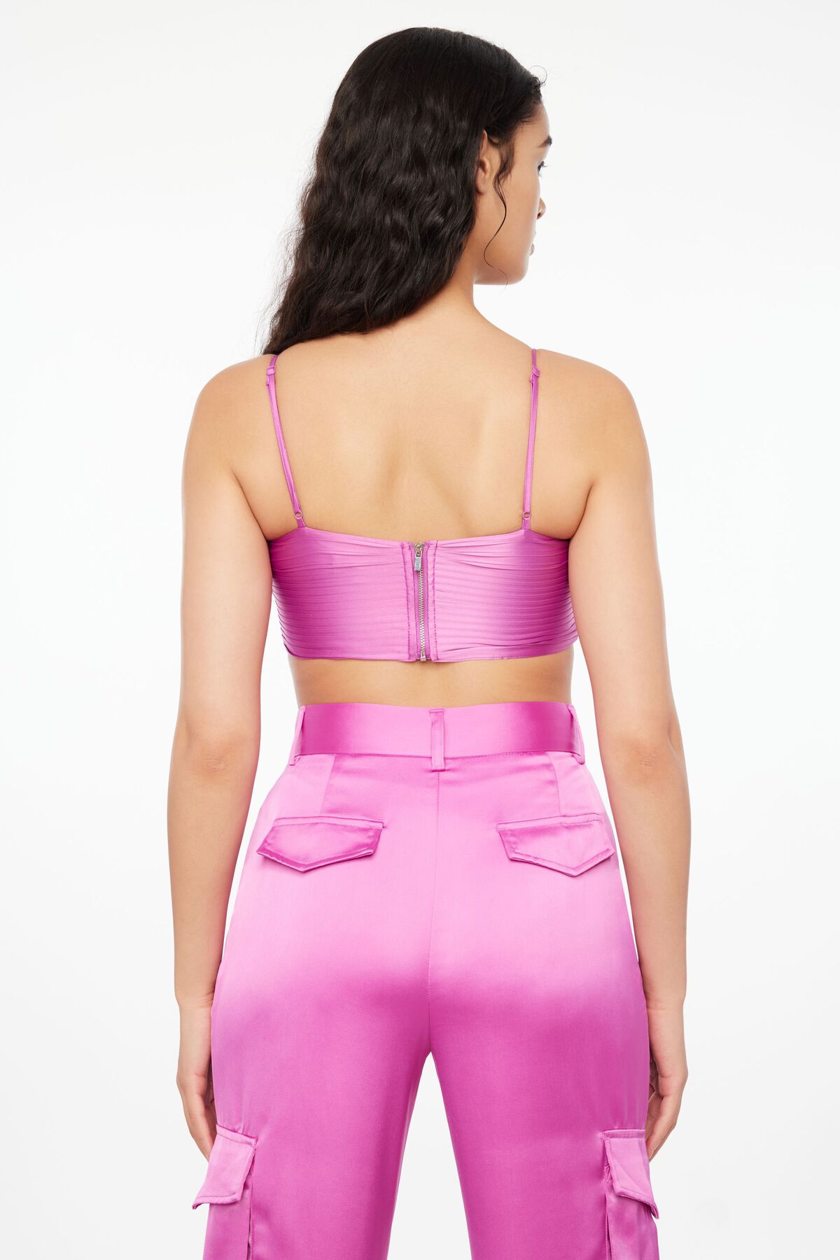 Dynamite Pleated Satin Crop Top. 3