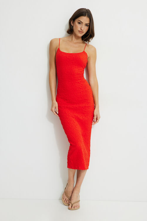 Simona Textured Maxi Dress Red Dynamite
