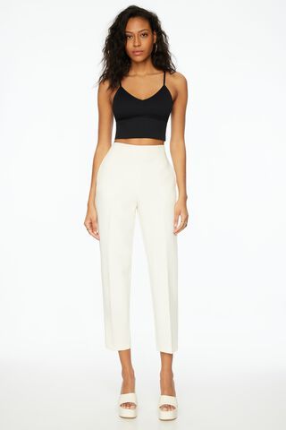 Kendall Side Zip Slim Pants White