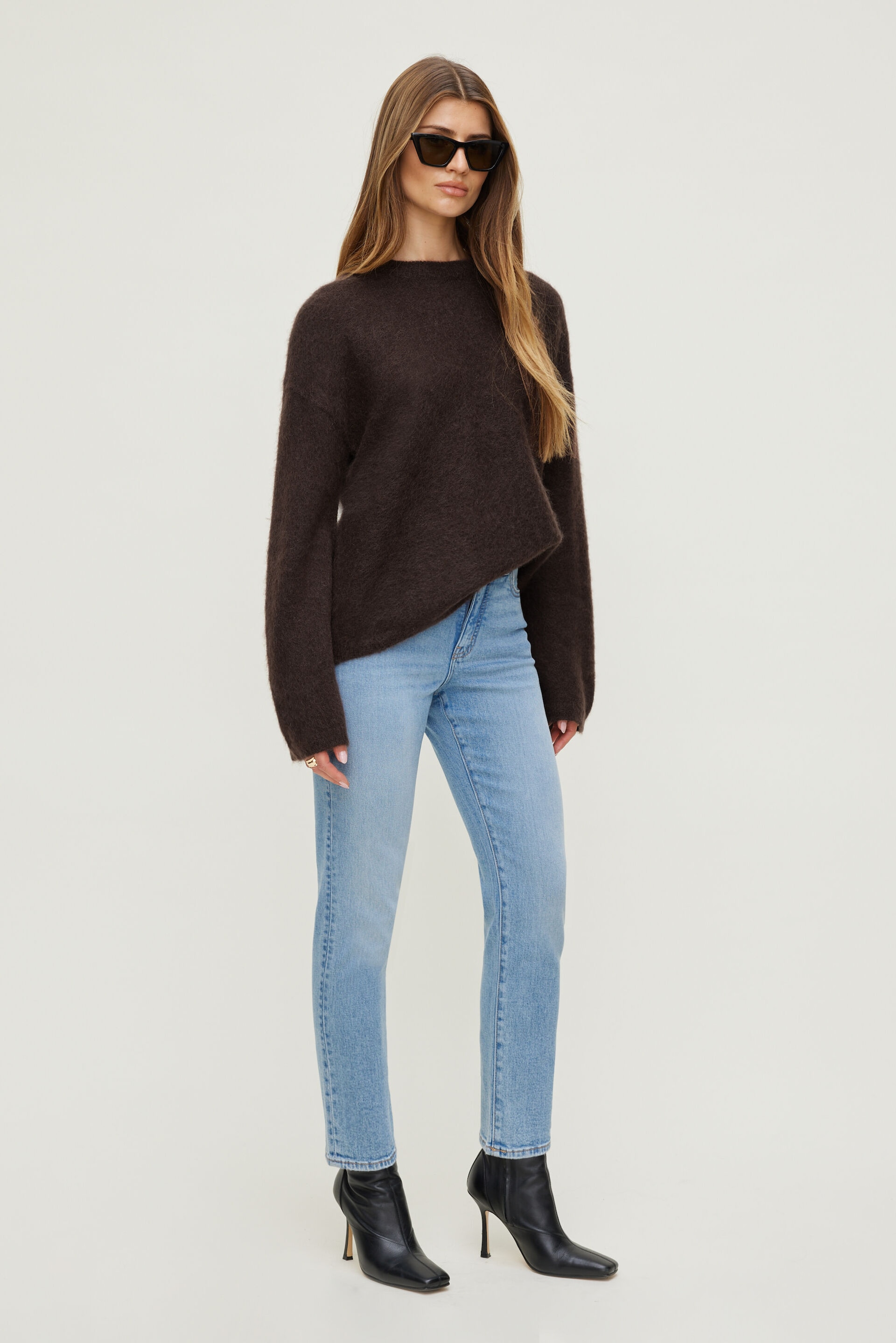 Jean extensible à taille haute et jambe ajustée Frenchie