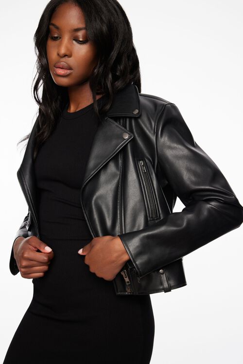 Charlie Faux Leather Moto Jacket Black Dynamite