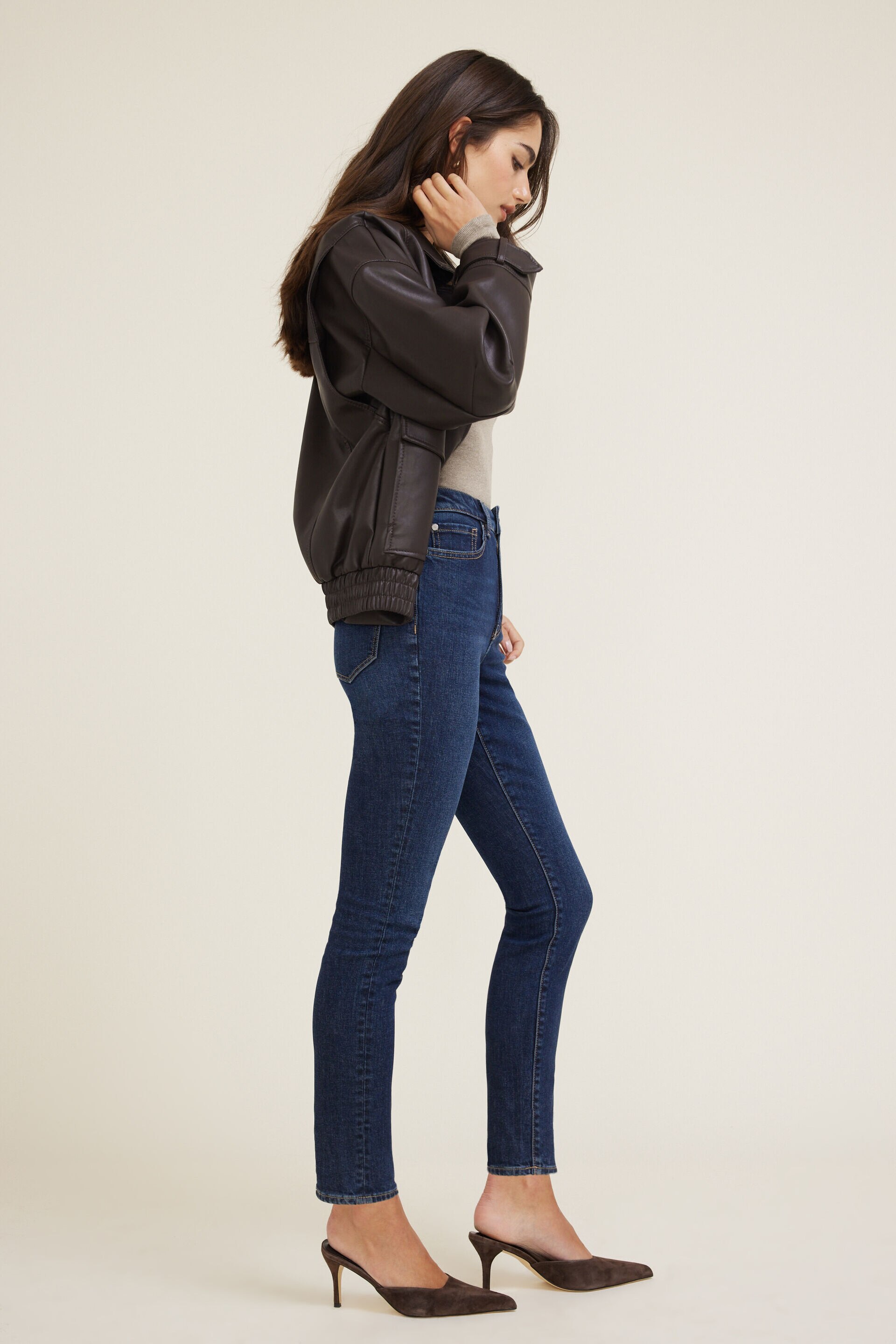 Jean skinny extensible à taille haute Goldie