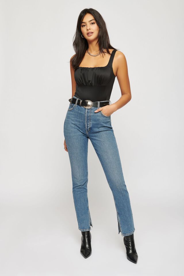 ETHOS | Rosie Ultra High Waist Jeans with Side Slit | Dynamite