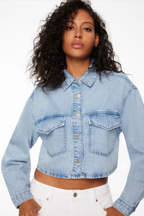 Cropped Denim Shirt Jacket Blue Dynamite