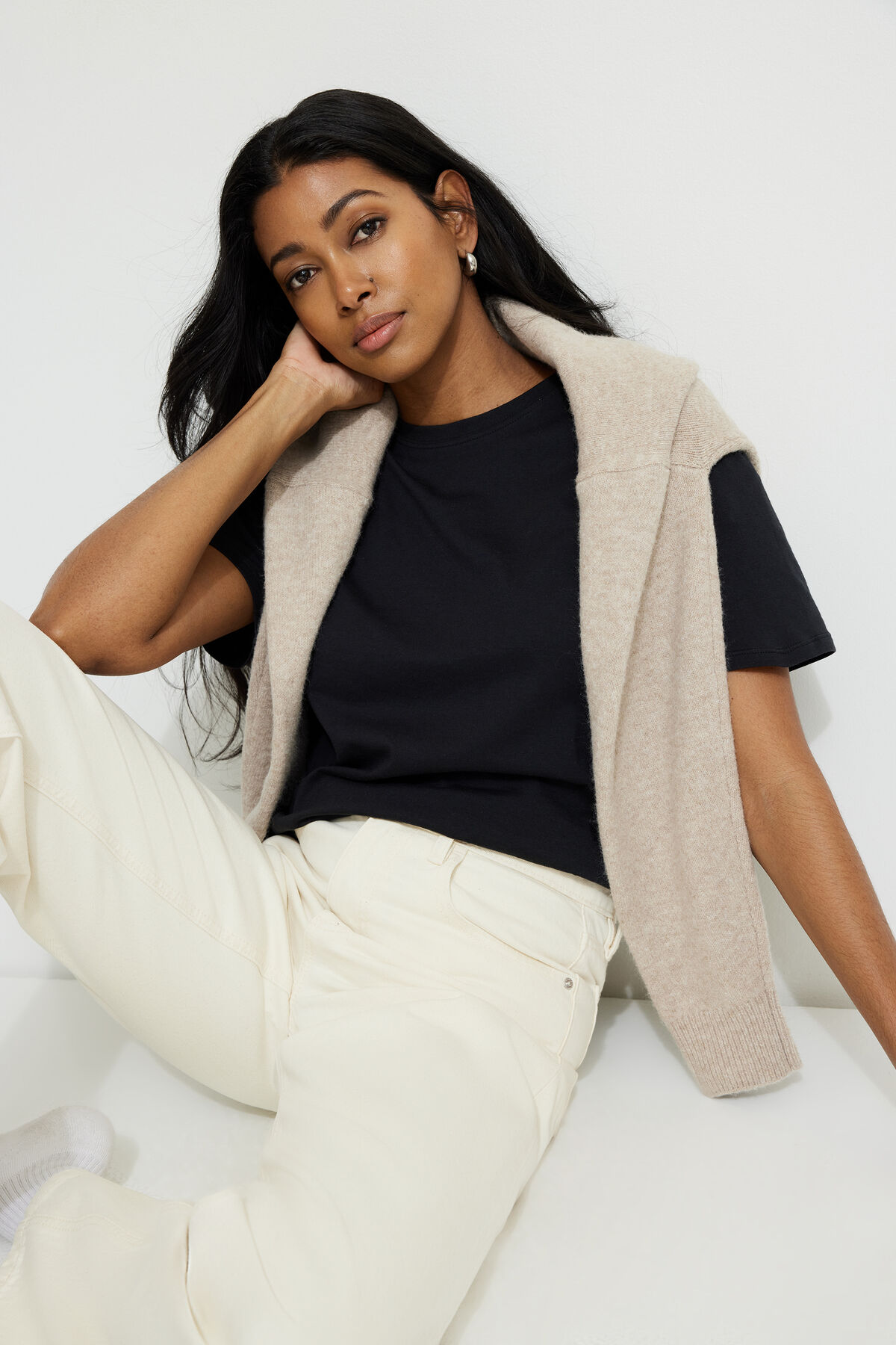 dynamite T shirt simple en coton à col rond