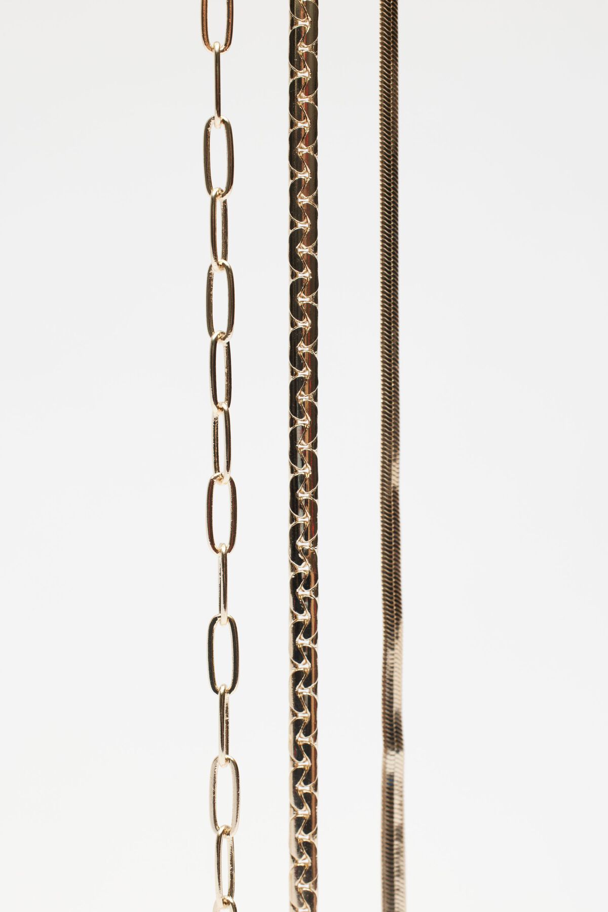 Dynamite Layered Paperclip, Snake & Flat Chain Necklace. 5