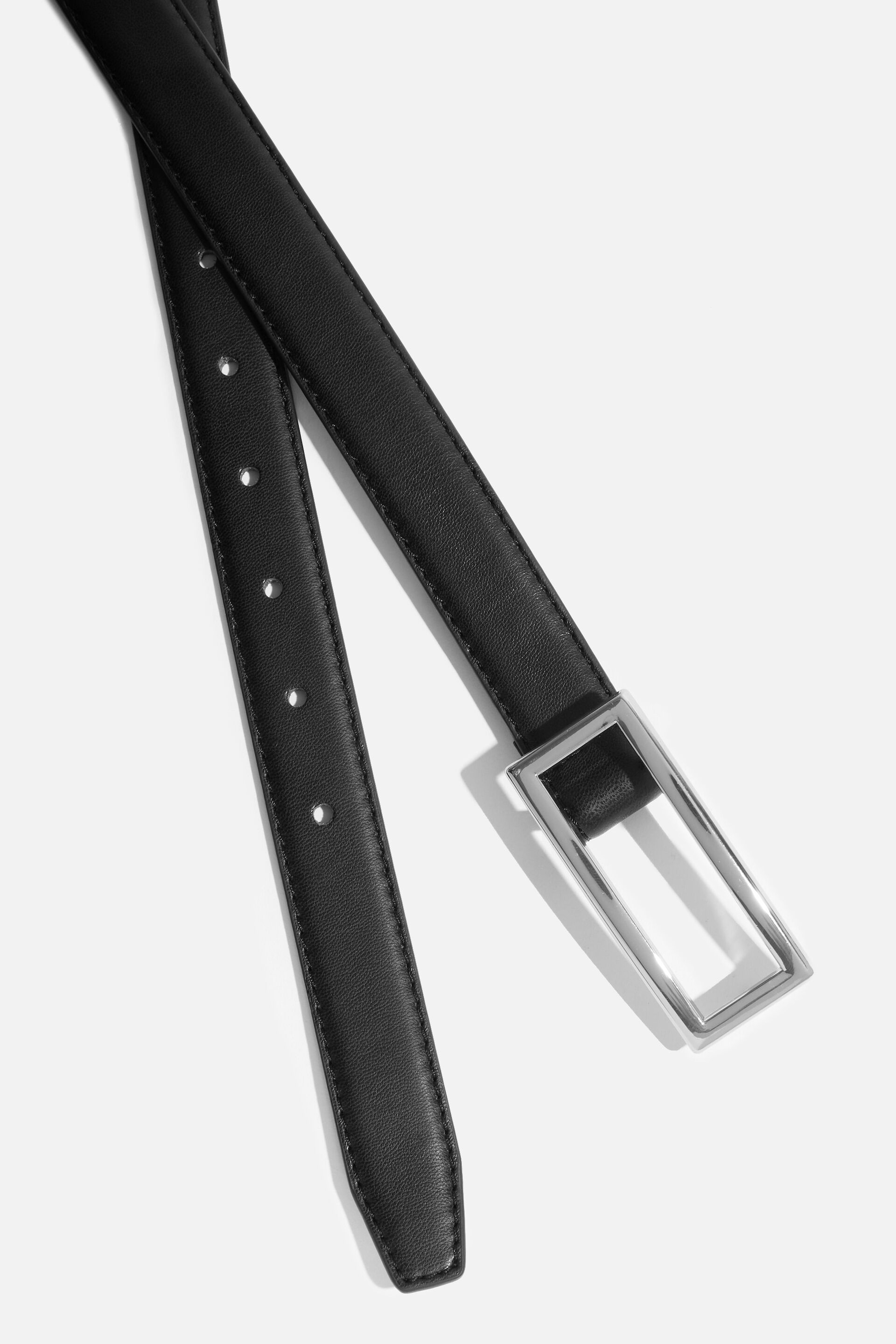 Square Slim Faux Leather Belt