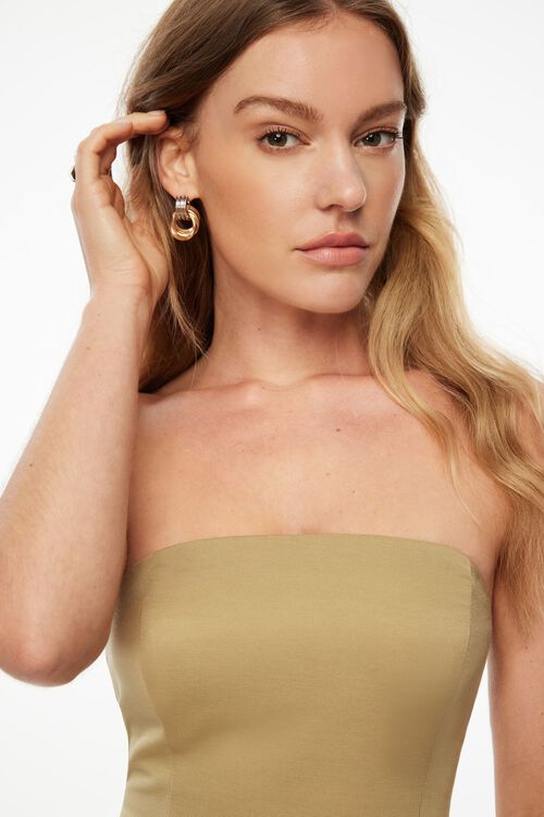 Structured Bare Mini Dress Beige Dynamite