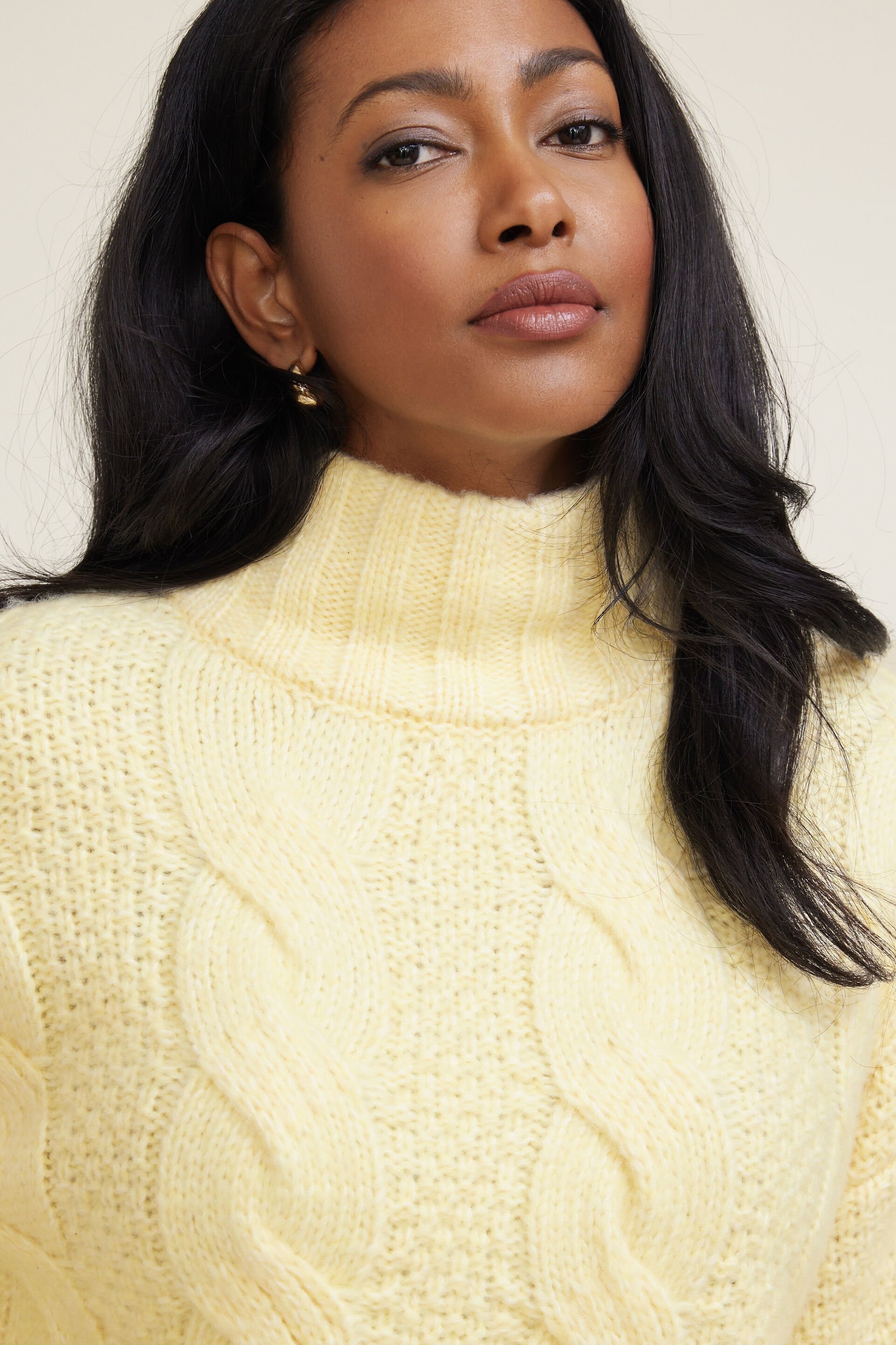 Sasha Cable Knit Funnel Neck Sweater