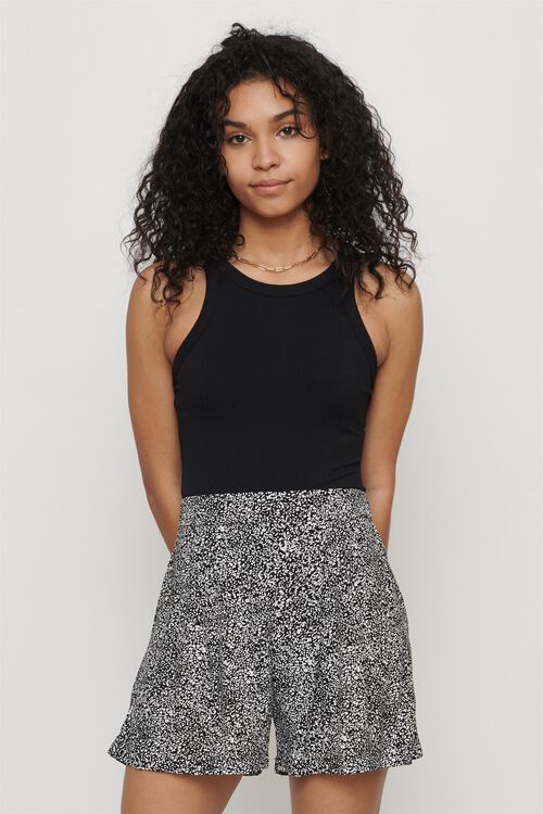Flowy Printed Shorts Black Dynamite
