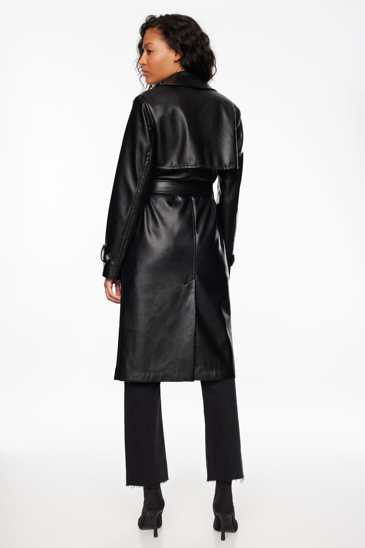 Dynamite Maxi Faux Leather Trench Coat. 3