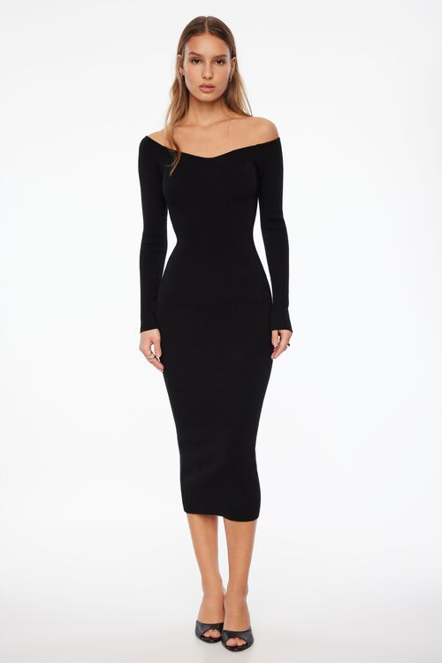 Off Shoulder Bodycon Midi Dress