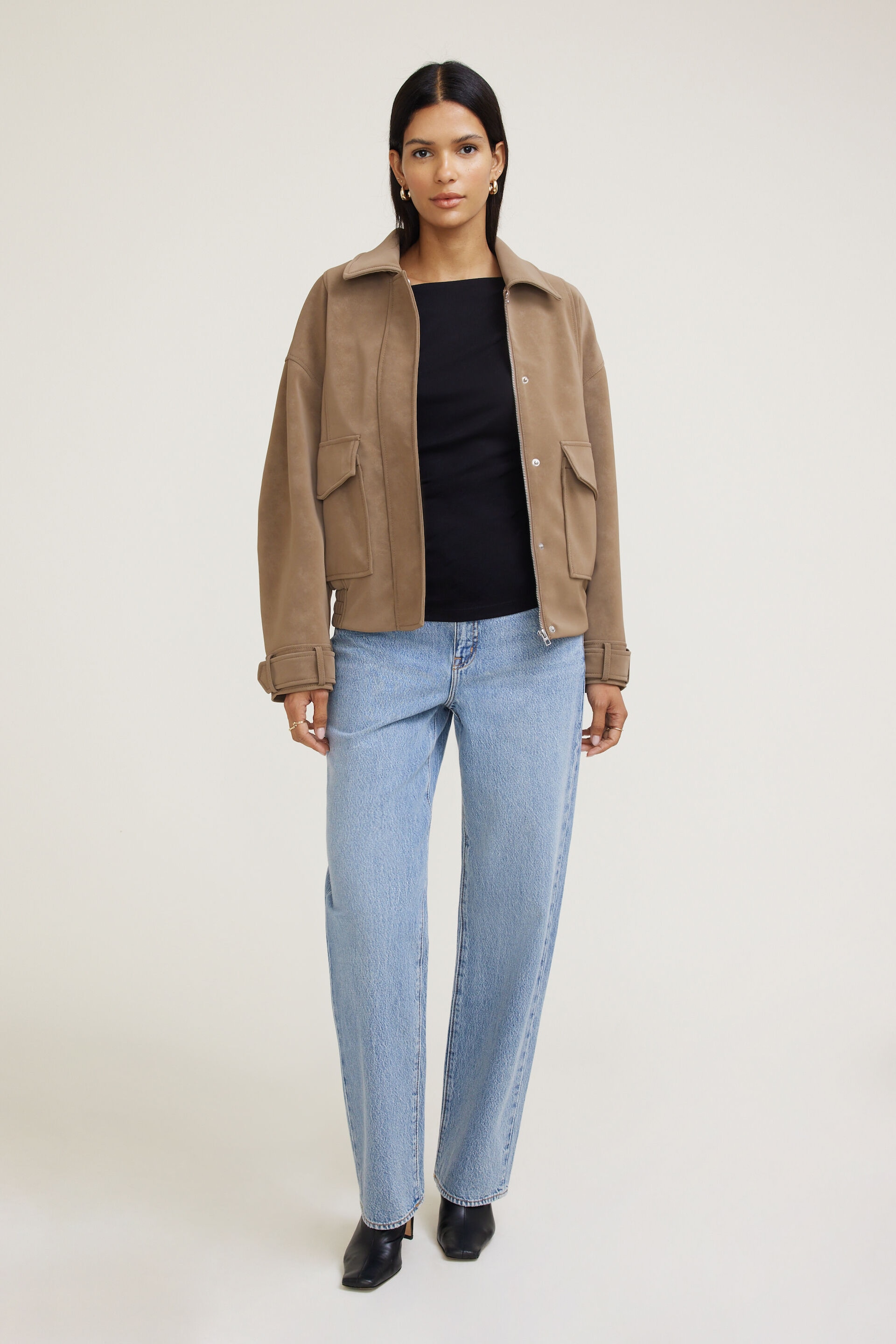 Draped Off Shoulder Long Sleeve Top