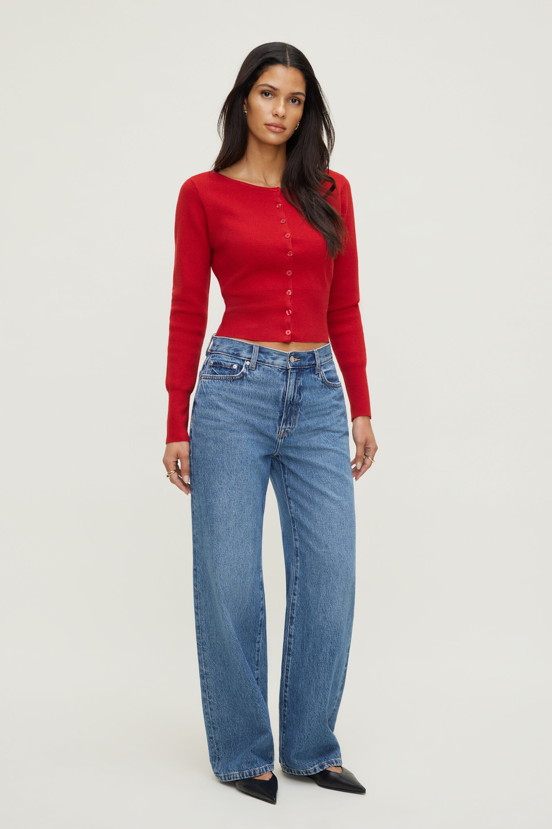 Cardigan côtelé à ourlet cintré Sara