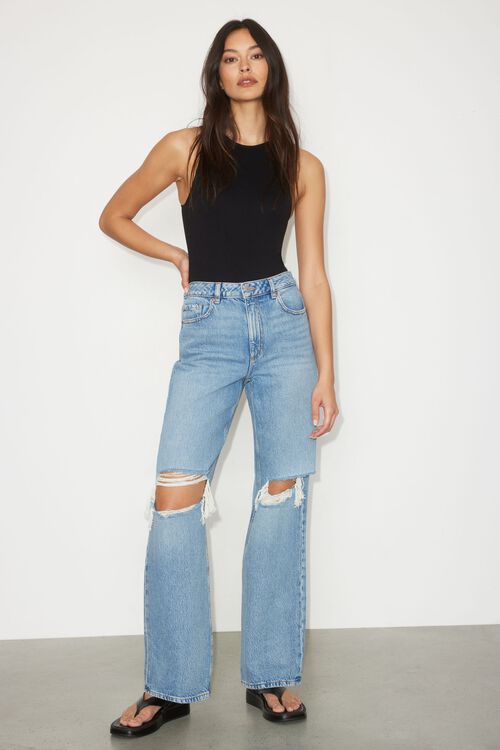 Heidi Distressed Wide Leg Jeans