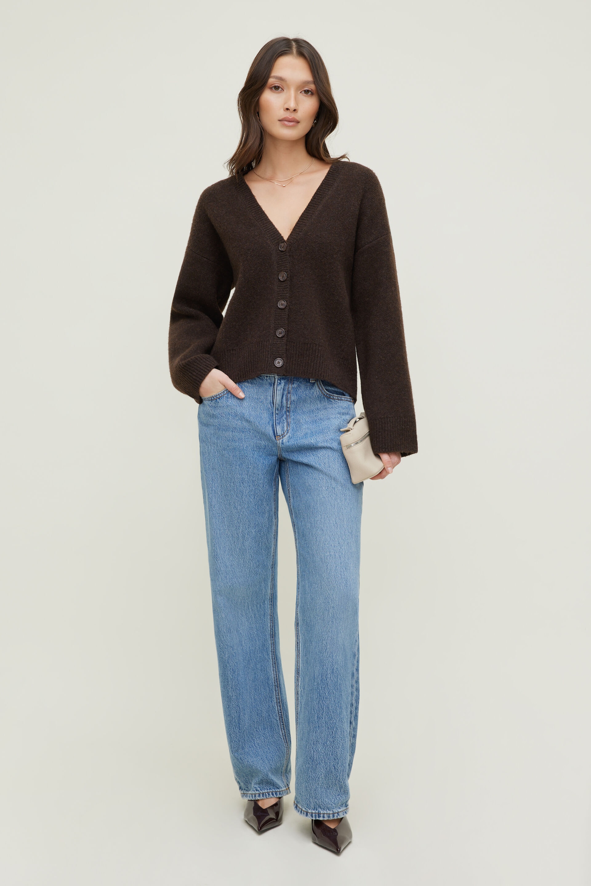 Relaxed V Neck Cardigan