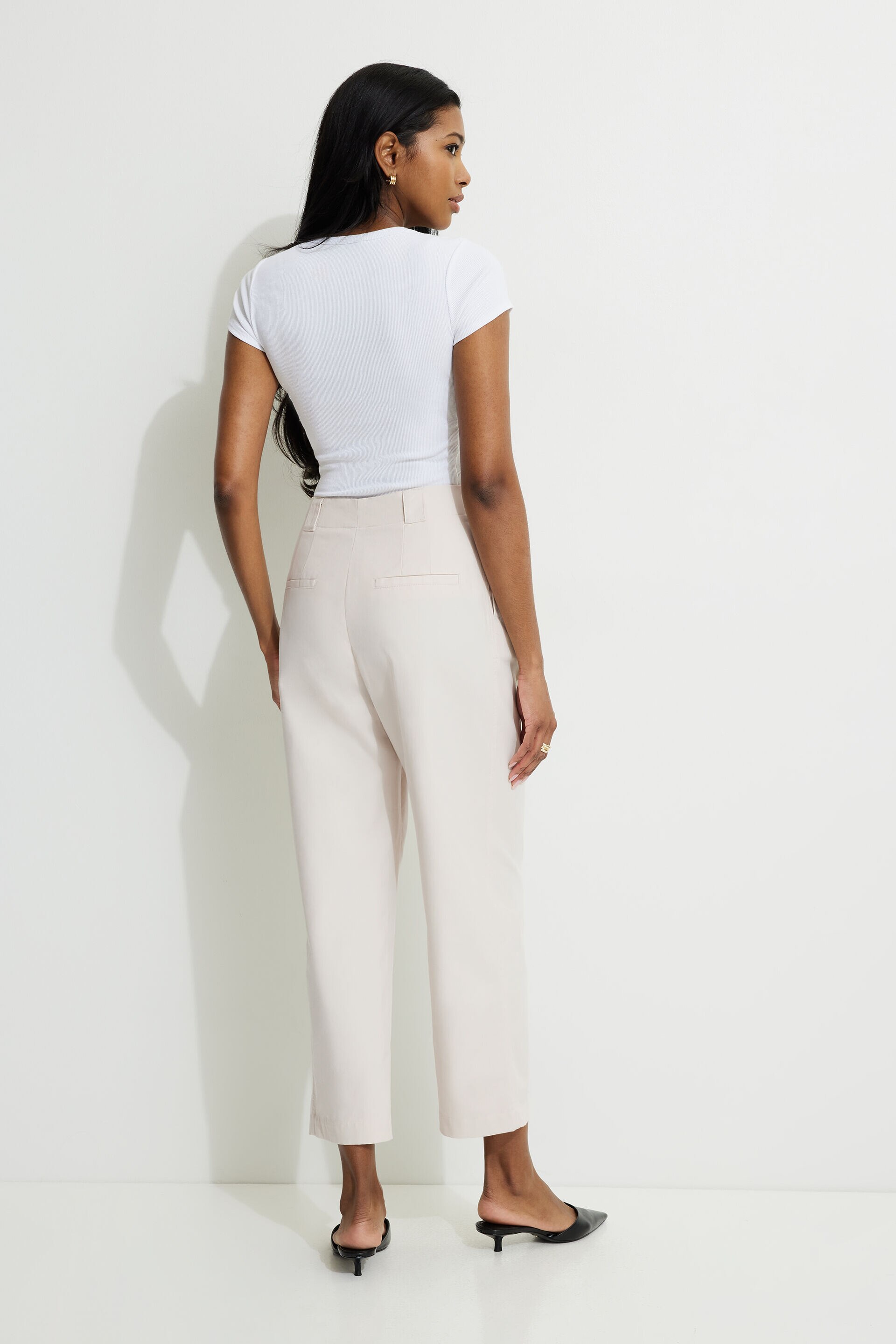 Pantalon droit à la cheville à taille haute