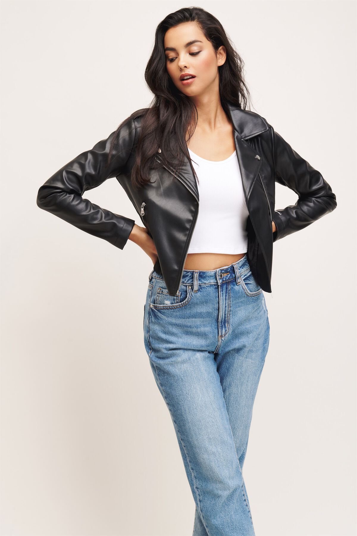 Faux Leather Bomber Jacket Dynamite