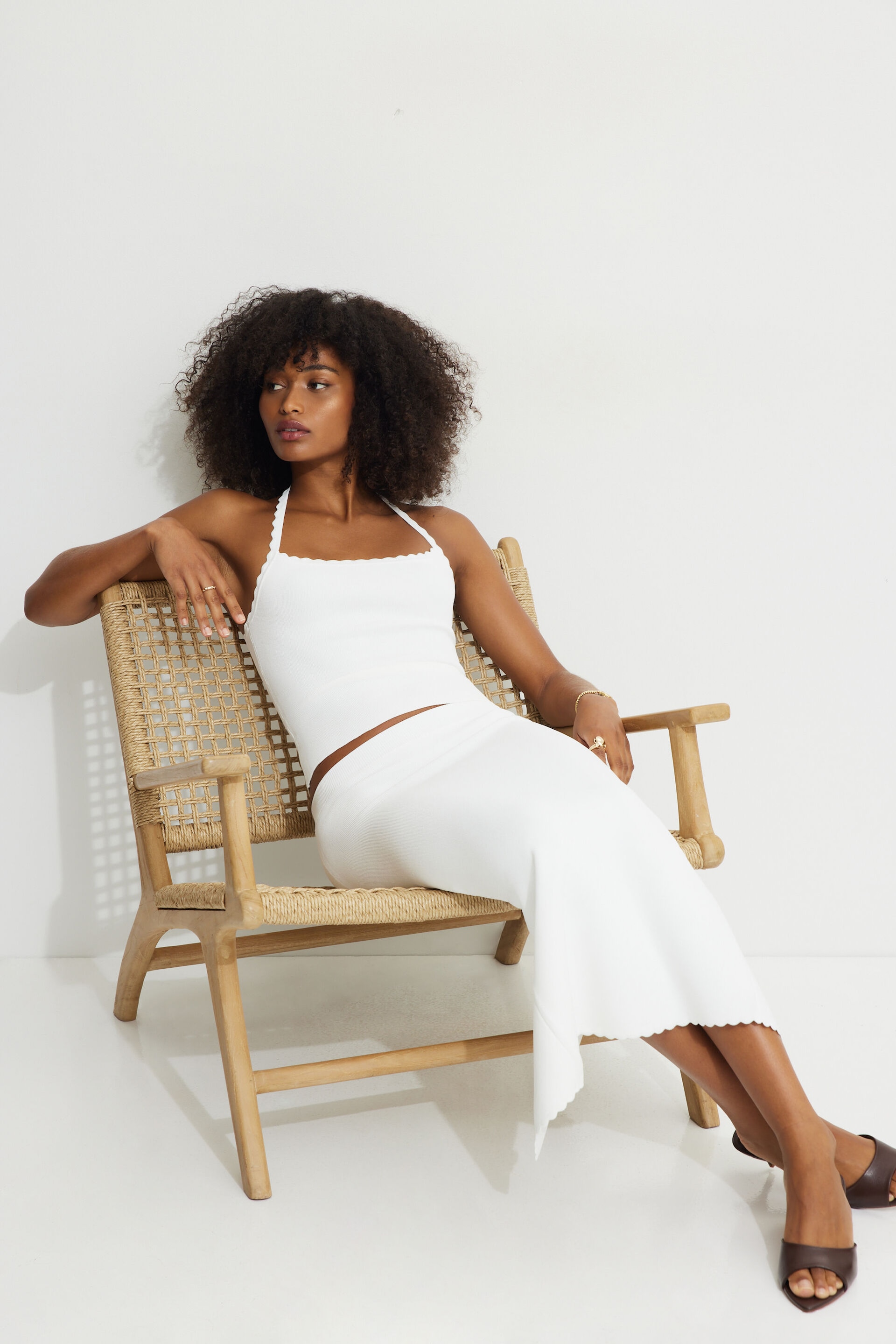 Scalloped Knit Maxi Skirt