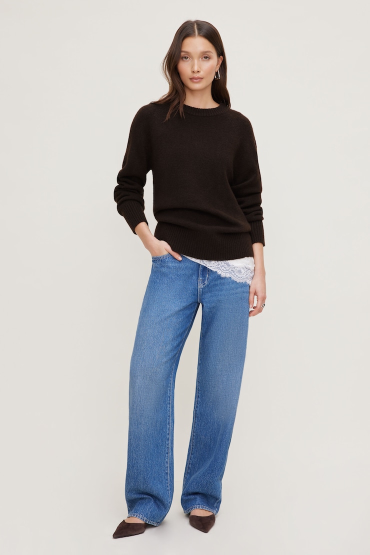 Mika Mid Rise Relaxed Straight Leg Jeans Blue | Dynamite