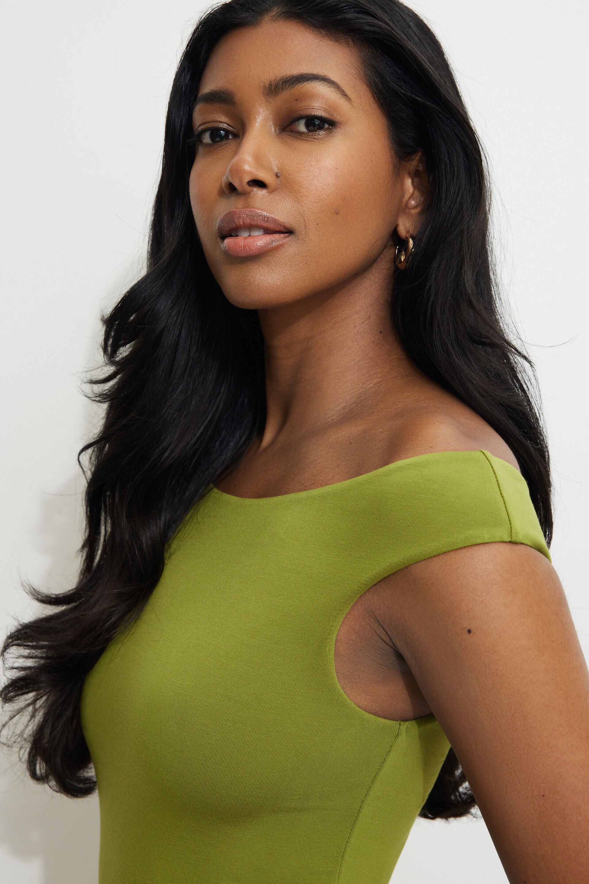 Justaucorps à épaules dégagées en jersey