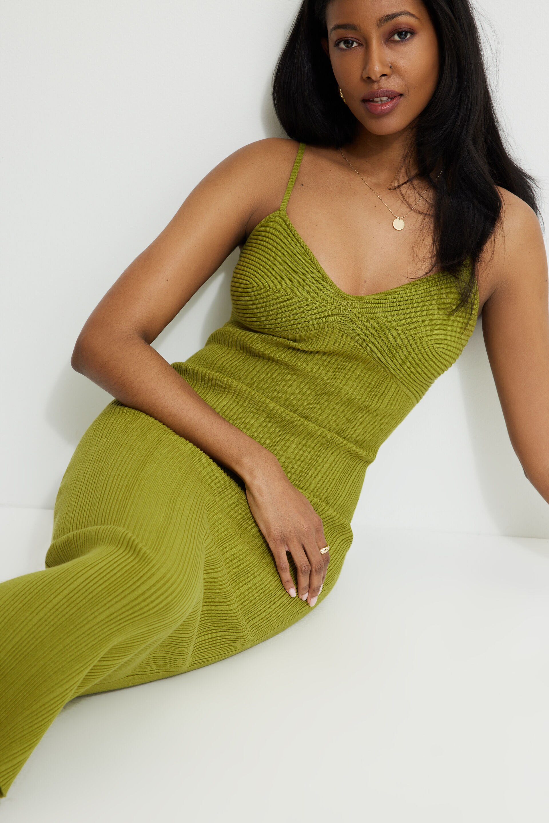 Robe midi en tricot côtelé Sylvia