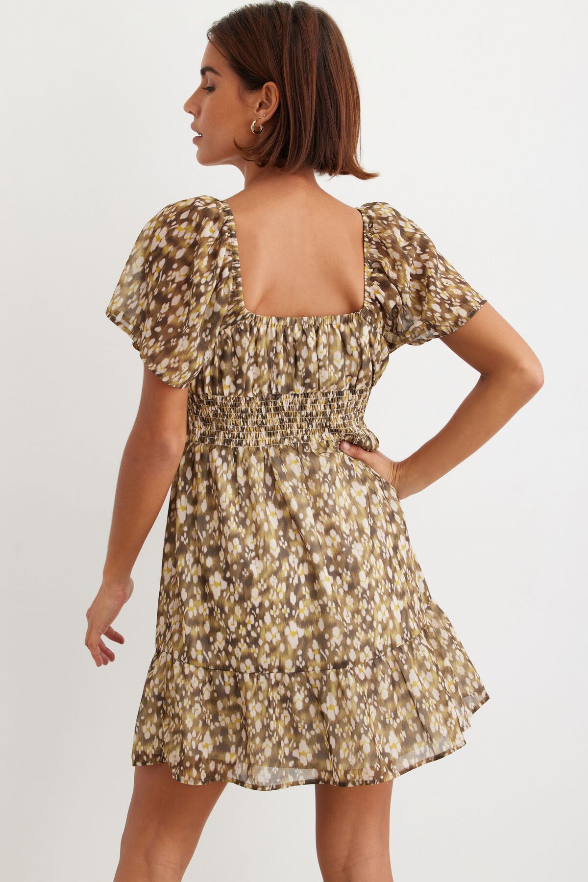 Dynamite Eliza Smocked Mini Flare Dress. 3