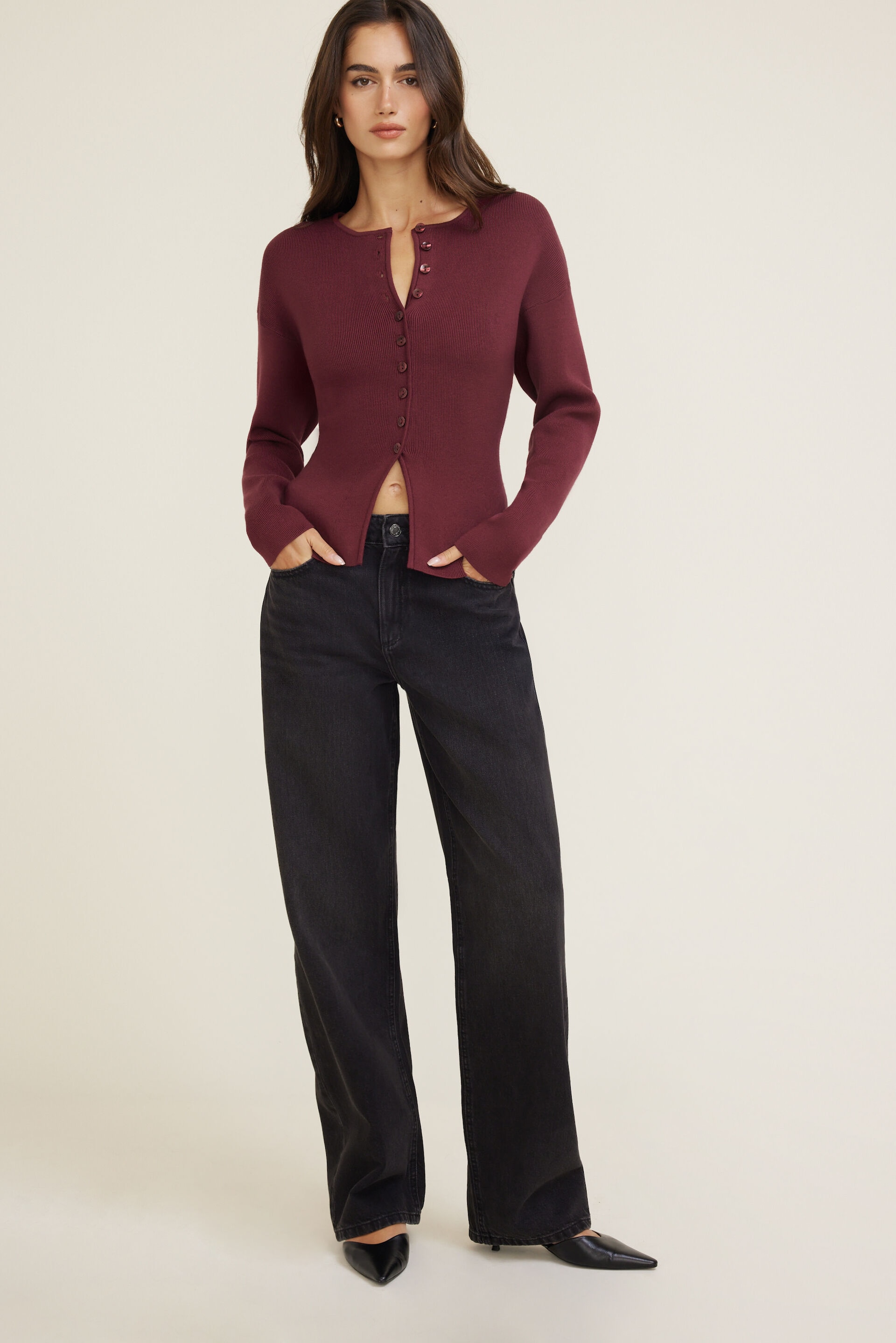 Fitted Drop Shoulder Cardigan