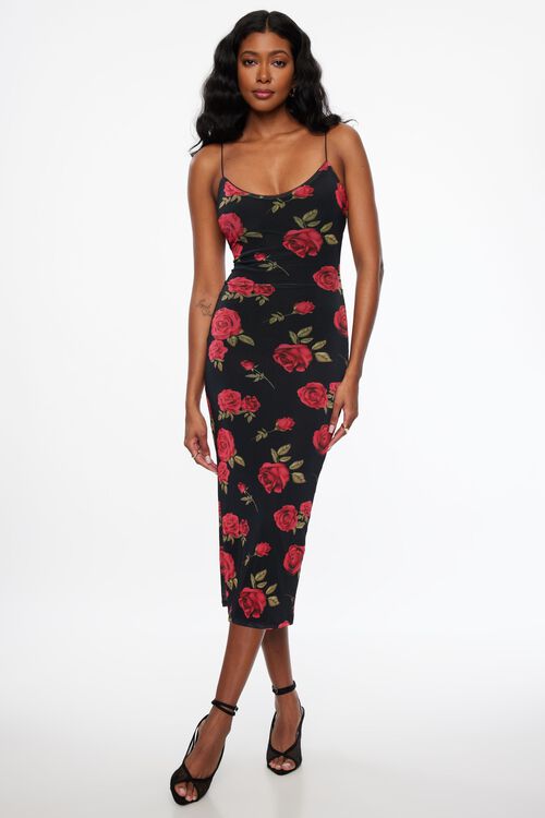 Floral Mesh Slip Maxi Dress