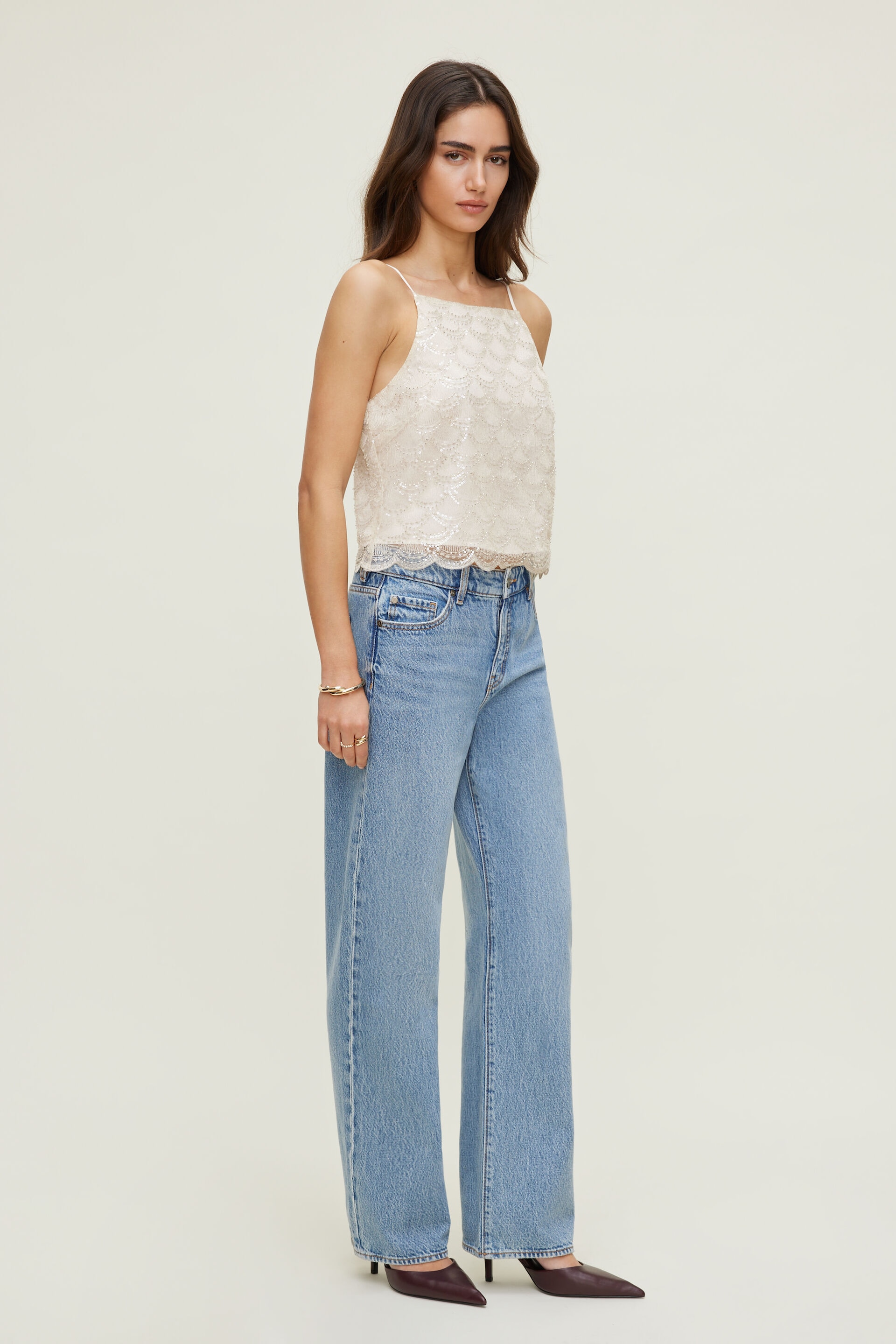 Camisole dentelée à paillettes