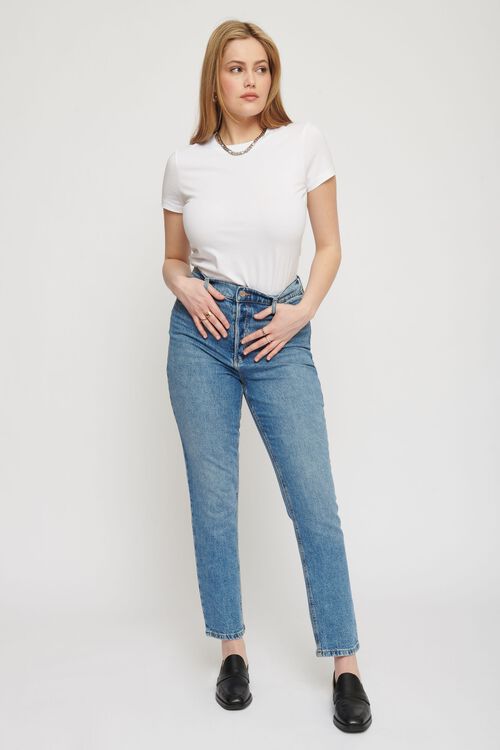 Jean Rosie à jambe ajustée et taille ultra-haute Bleu Dynamite