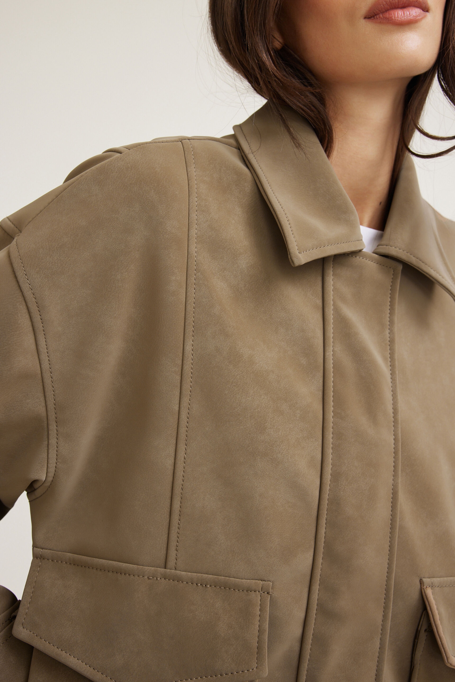 Blouson aviateur ample en faux suède