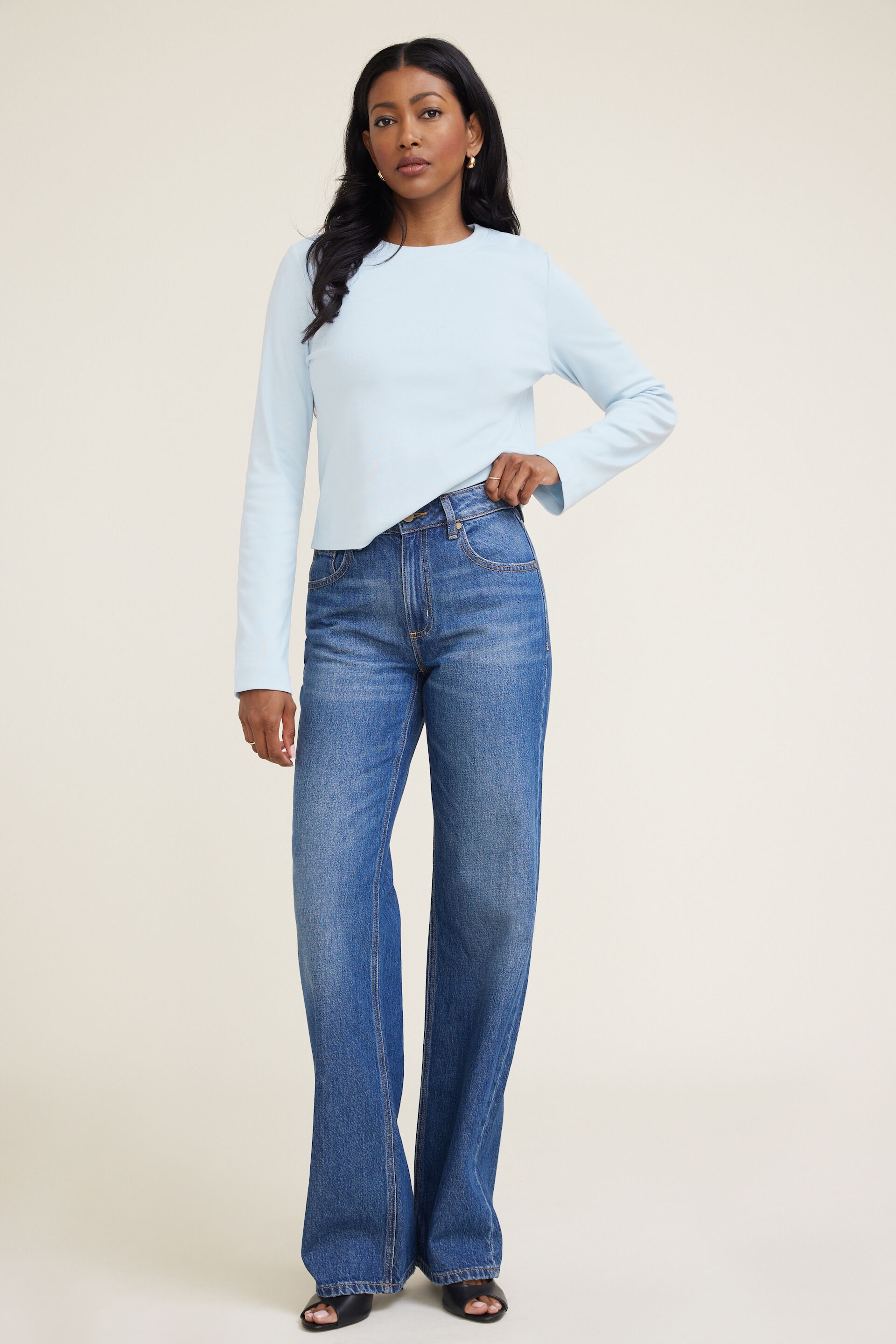 Boxy Cotton Long Sleeve T Shirt