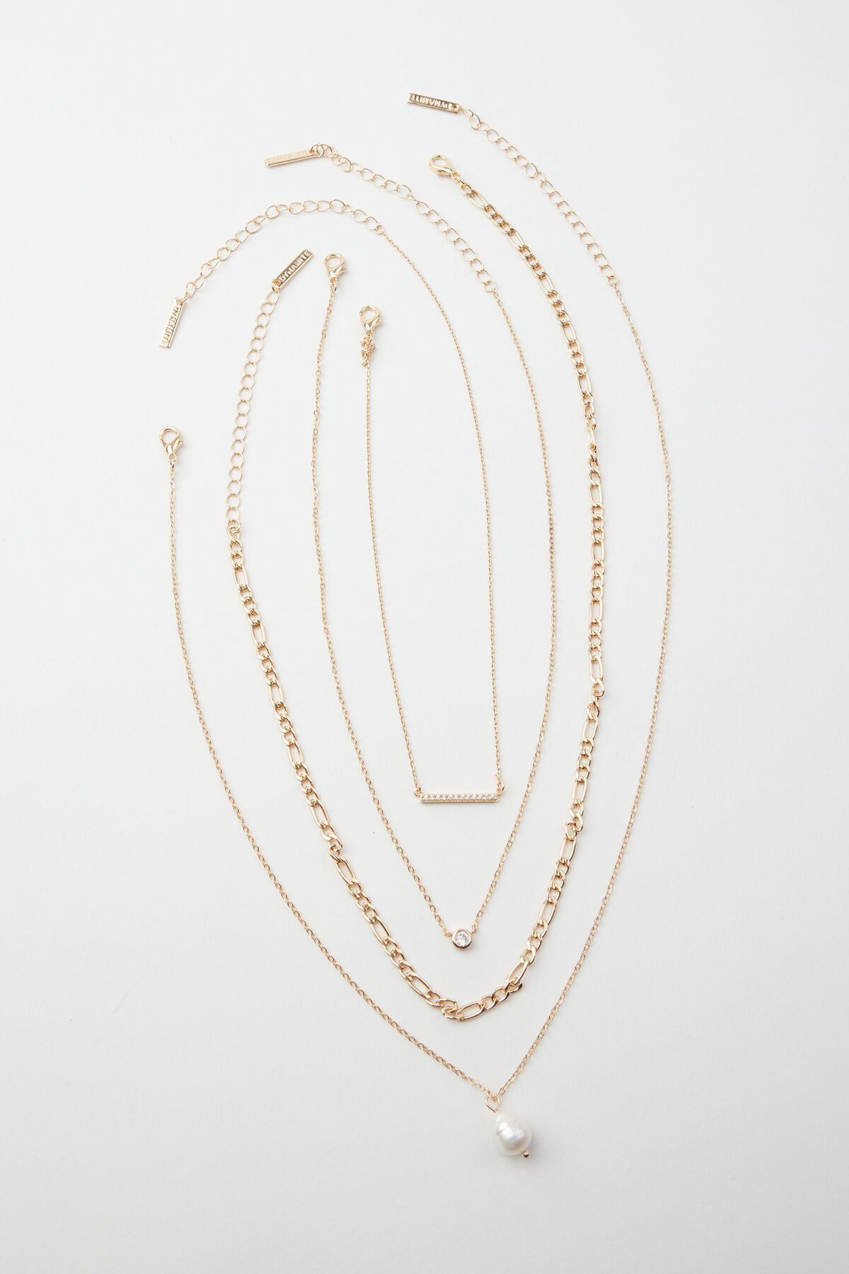 Dynamite Layered Gem & Pearl Chain Necklace. 4