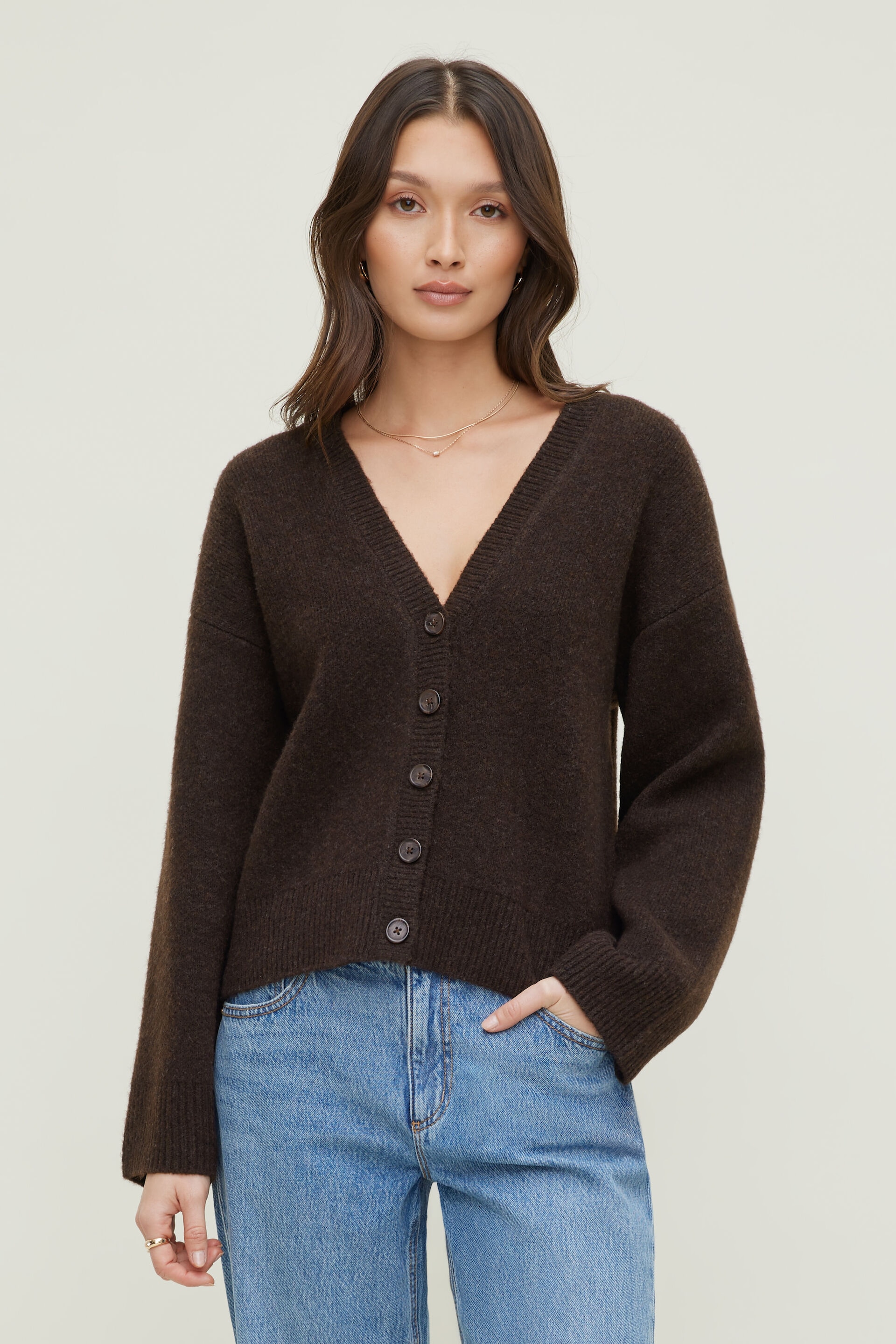 Relaxed V Neck Cardigan